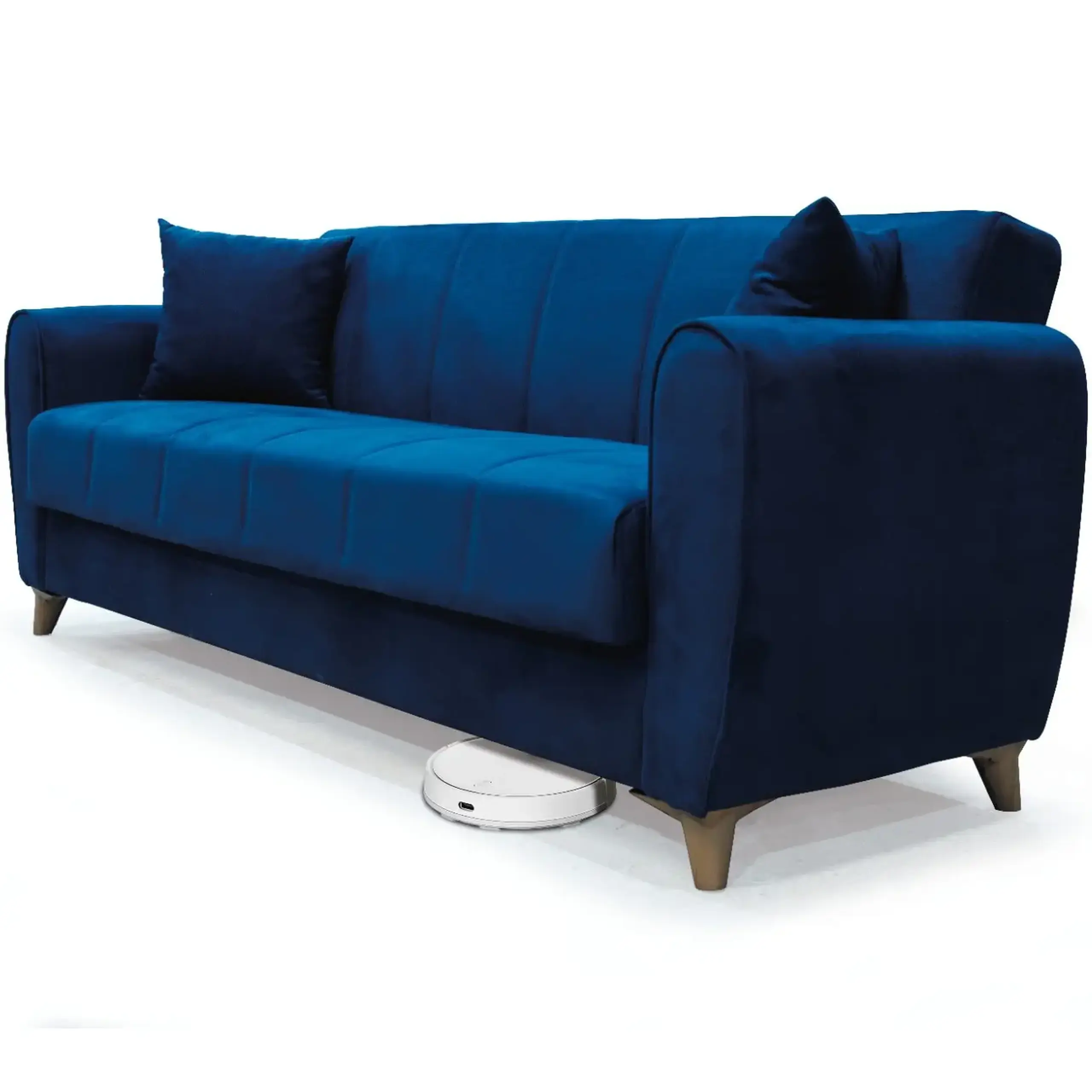 Canapea extensibila, Paris, cu lada de depozitare, 215 x 80 x 80 cm, Albastru