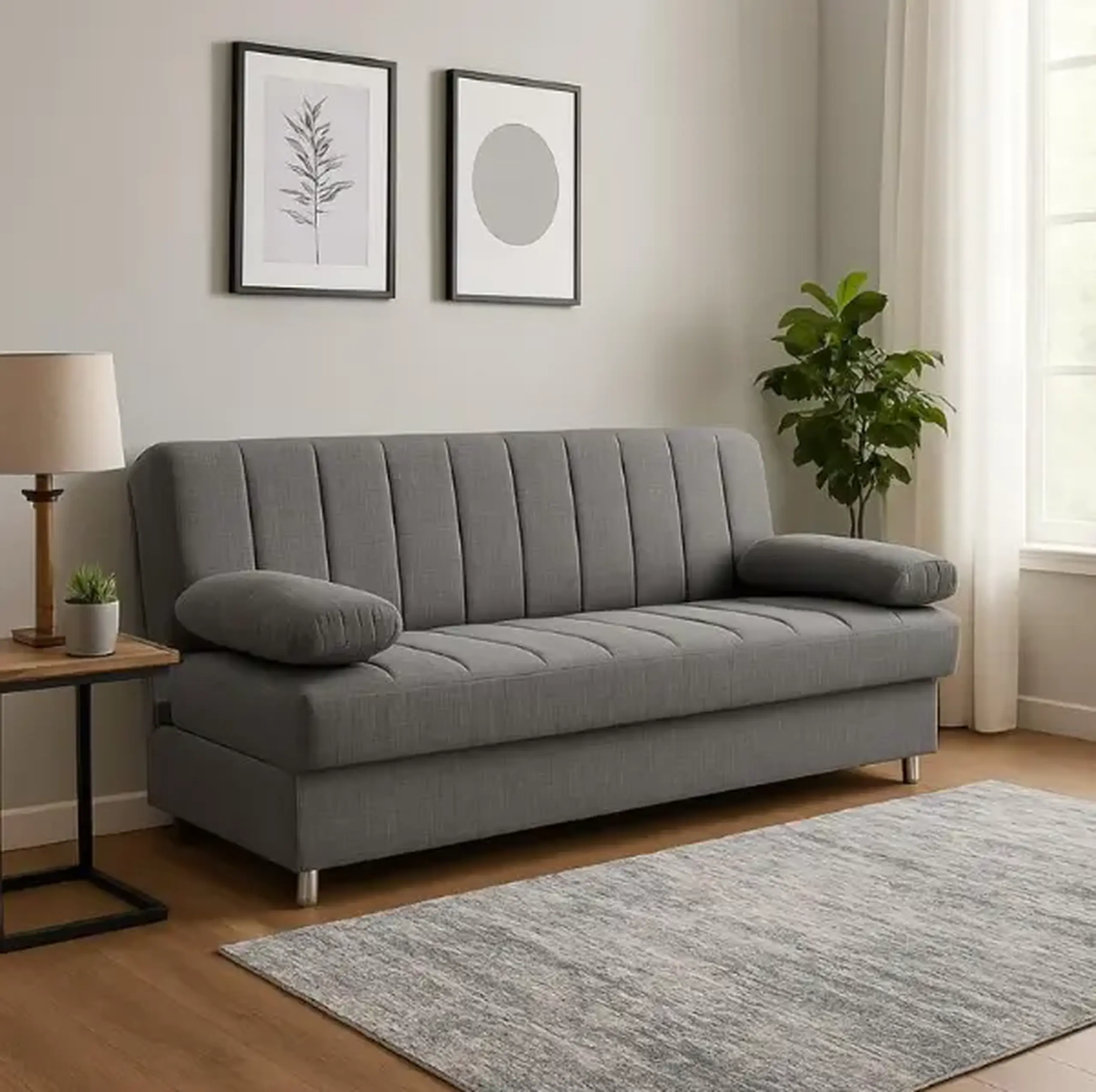 Canapea extensibila cu lada depozitare, Economix, 190x82x80, Gri