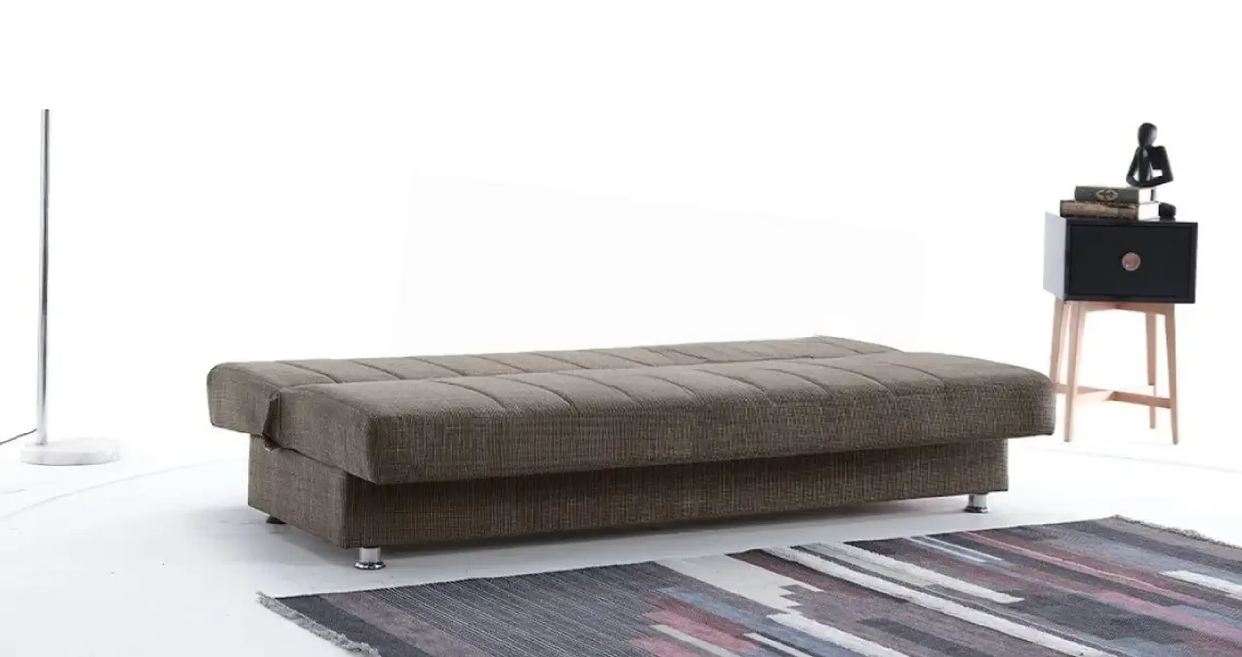 Canapea extensibila cu lada depozitare, Economix, 190x82x80, Maro