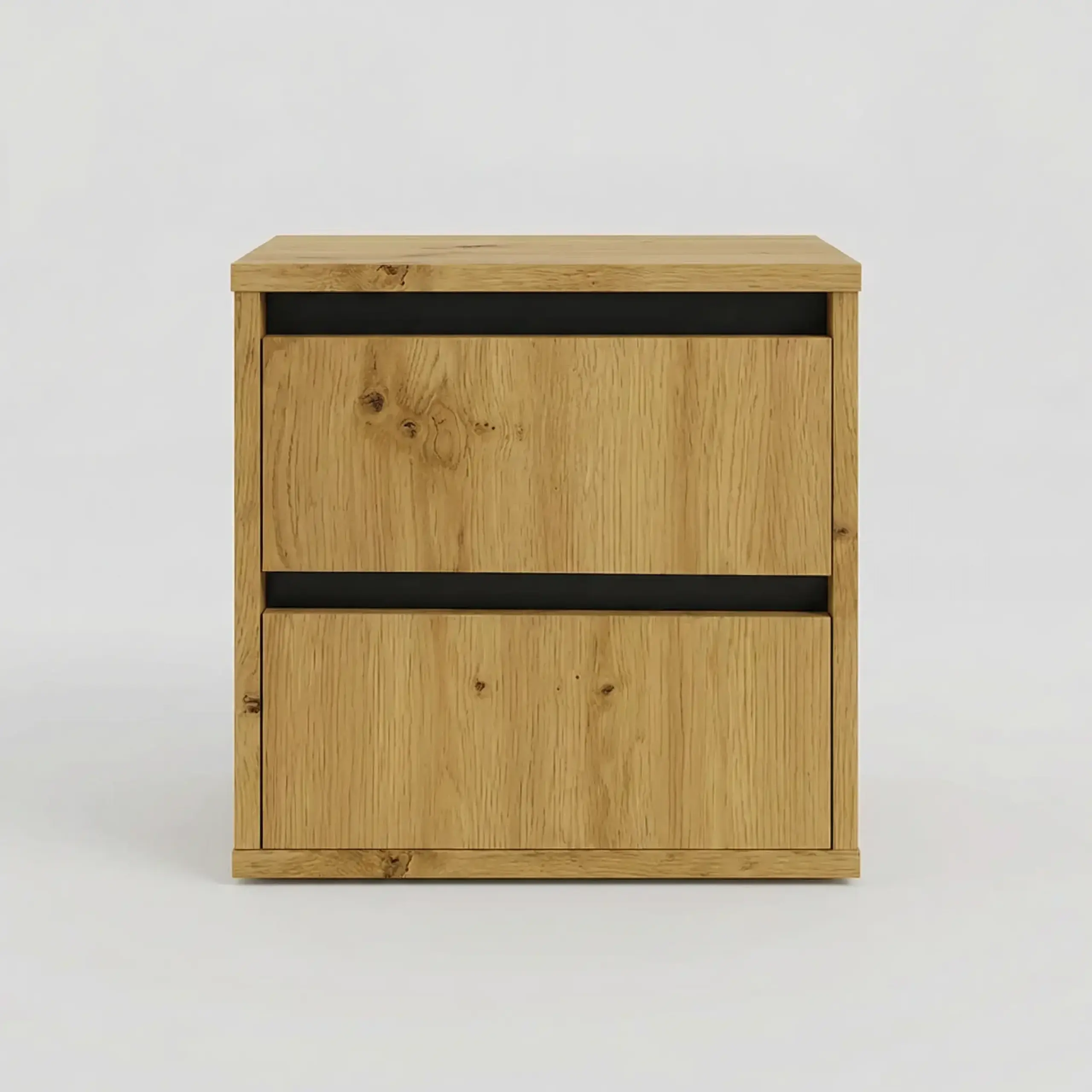 Noptiera 4home Ideea, 40x40x35 cm, 2 sertare, Stejar Artizanal/Gri Grafit