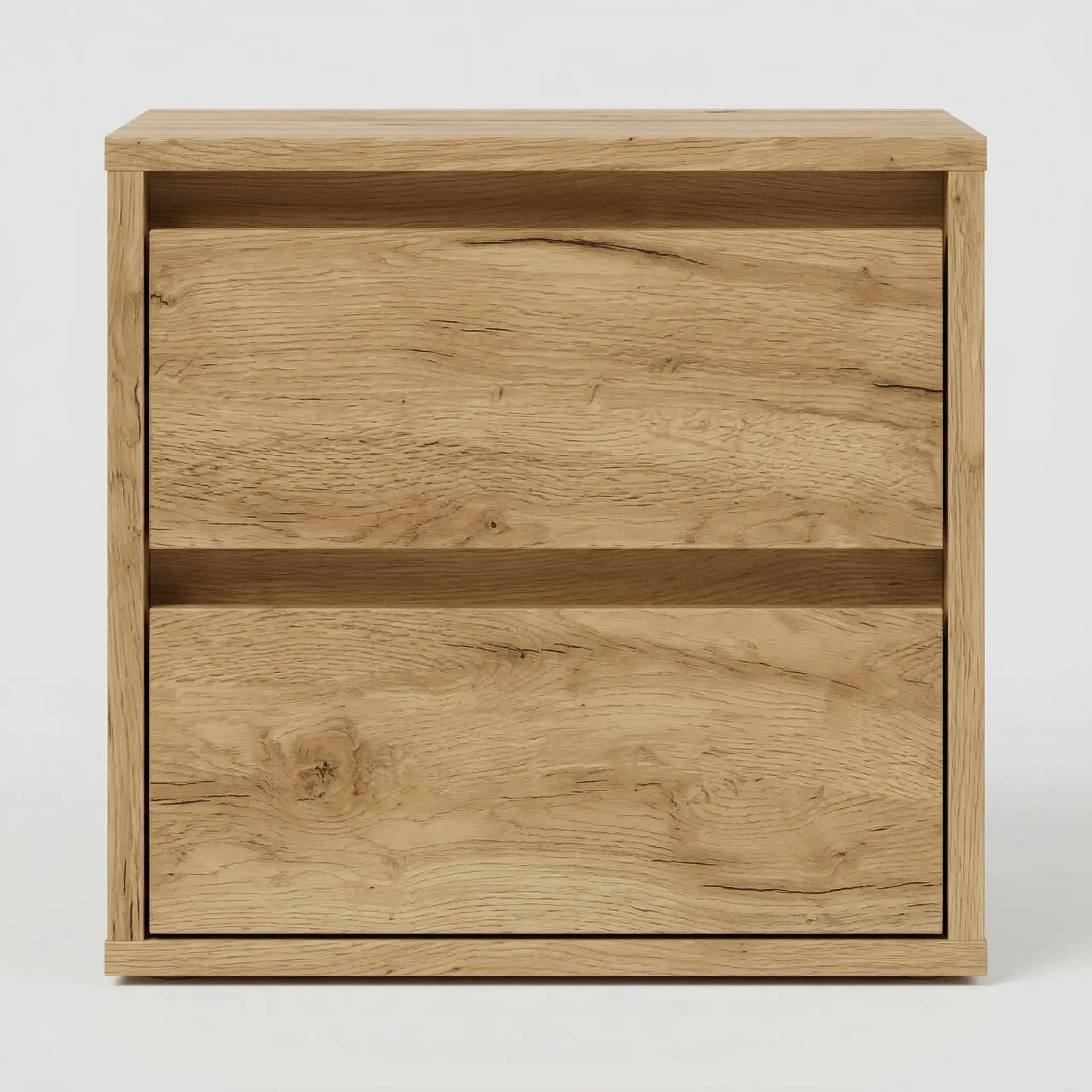 Noptiera 4home Ideea, 40x40x35 cm, 2 sertare, Stejar Kraft Gri/Satin