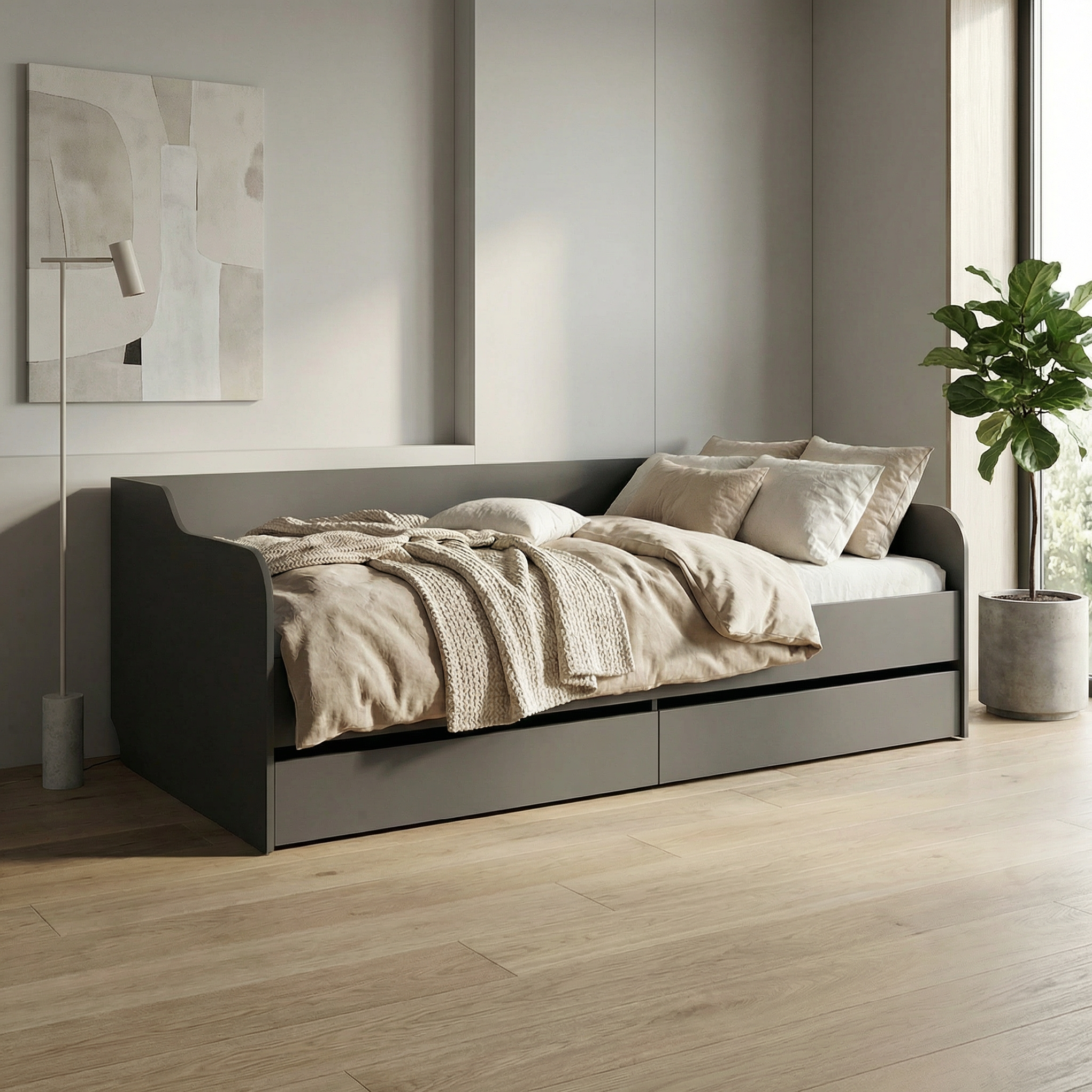 Pat 4home Ideea, 90x200 cm, Gri Grafit/Gri Grafit