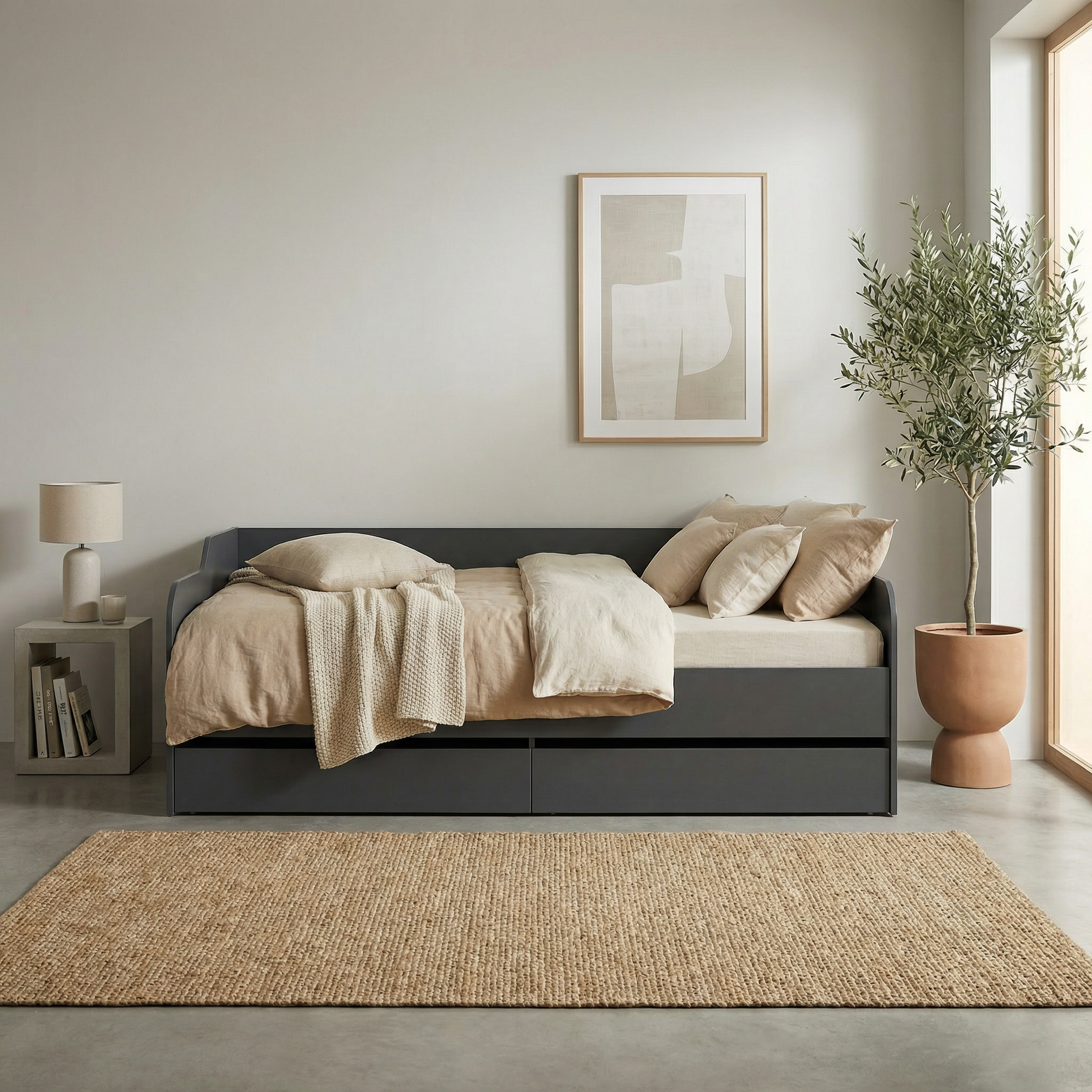 Pat 4home Ideea, 90x200 cm, Gri Grafit/Gri Grafit