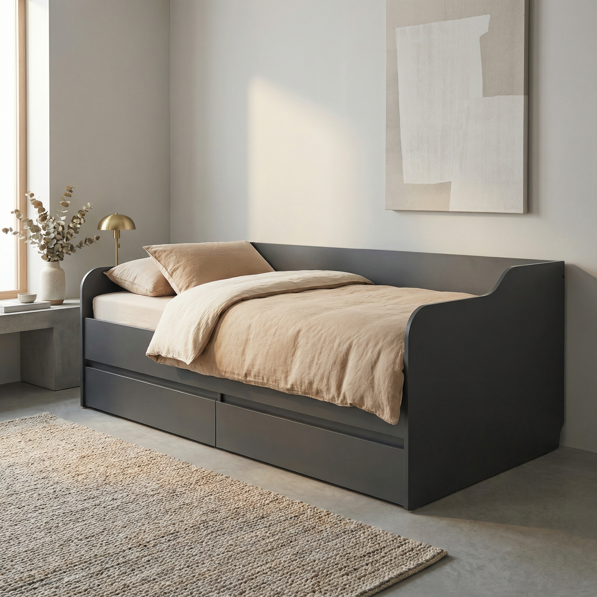 Pat 4home Ideea, 90x200 cm, Gri Grafit/Gri Grafit