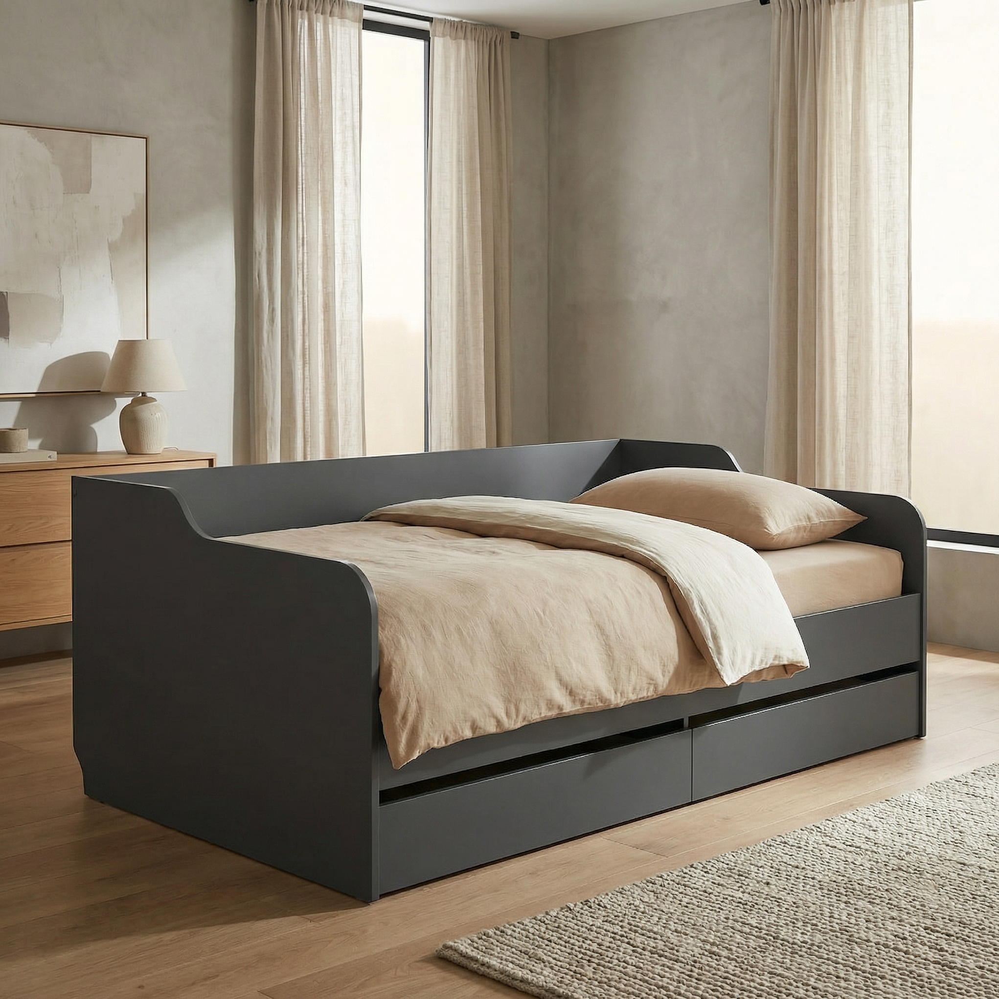 Pat 4home Ideea, 90x200 cm, Gri Grafit/Gri Grafit