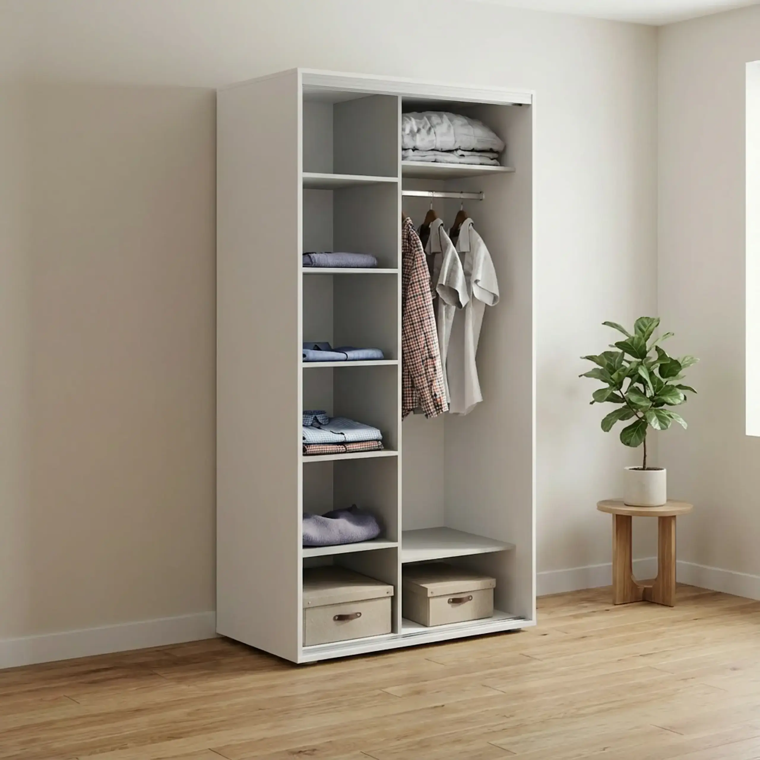 Dulap Cupe Fenix cu 2 usi, 2 Oglinda, Alb, 100x60x240 cm