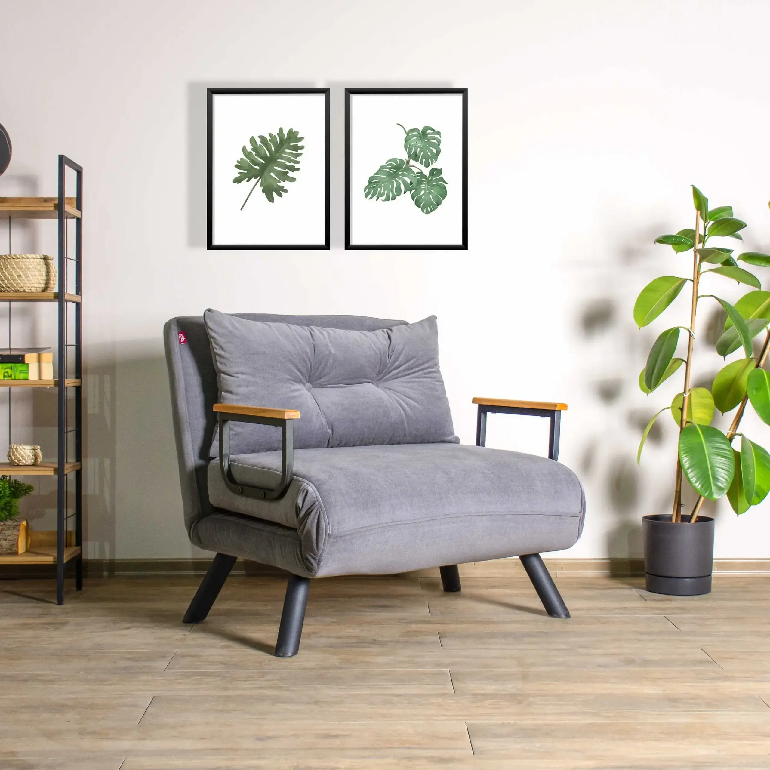 Canapea extensibila cu 1 loc Sando Single - Gri 78 x 78 x 60 cm