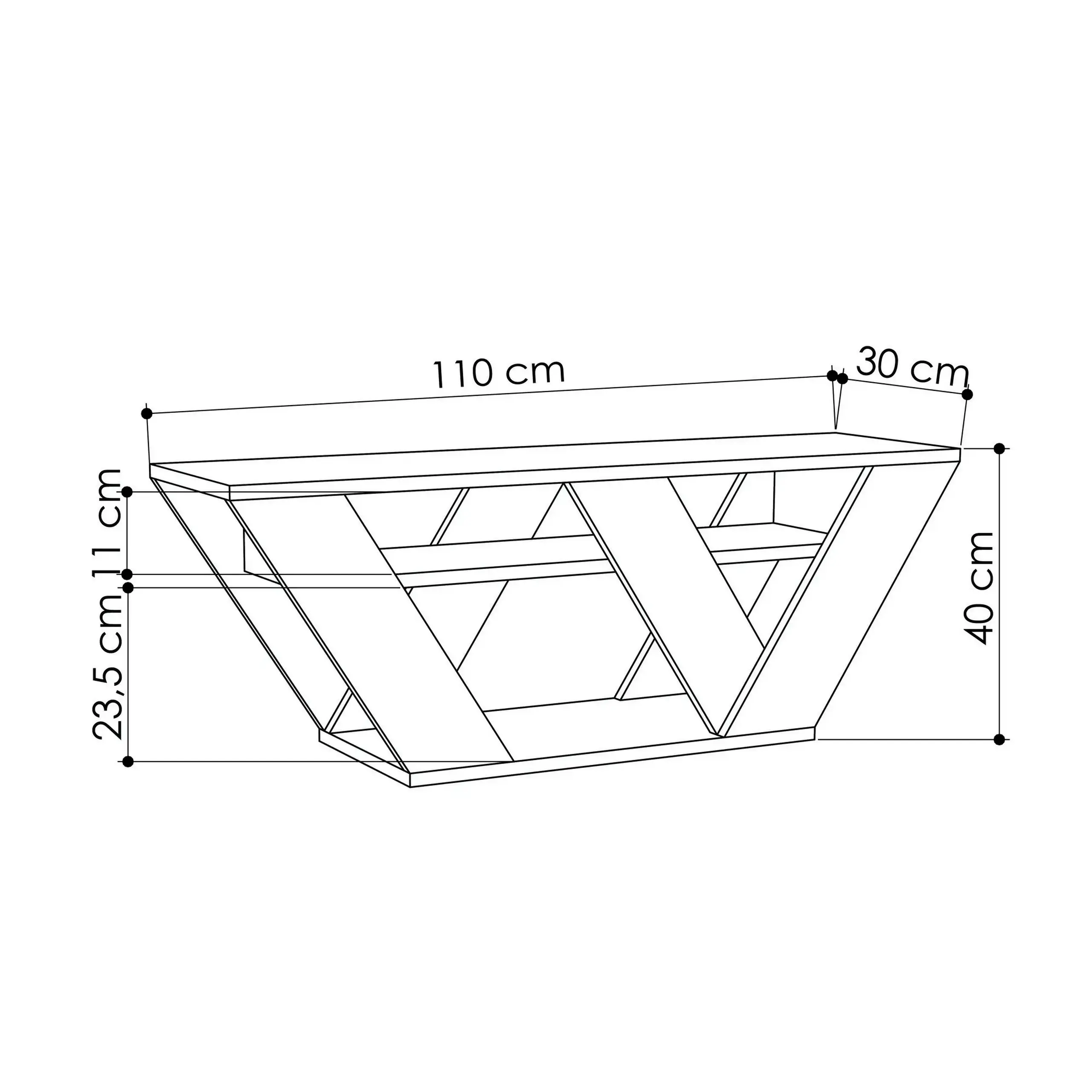 Suport TV Pipralla - Stejar 110 x 40 x 30 cm
