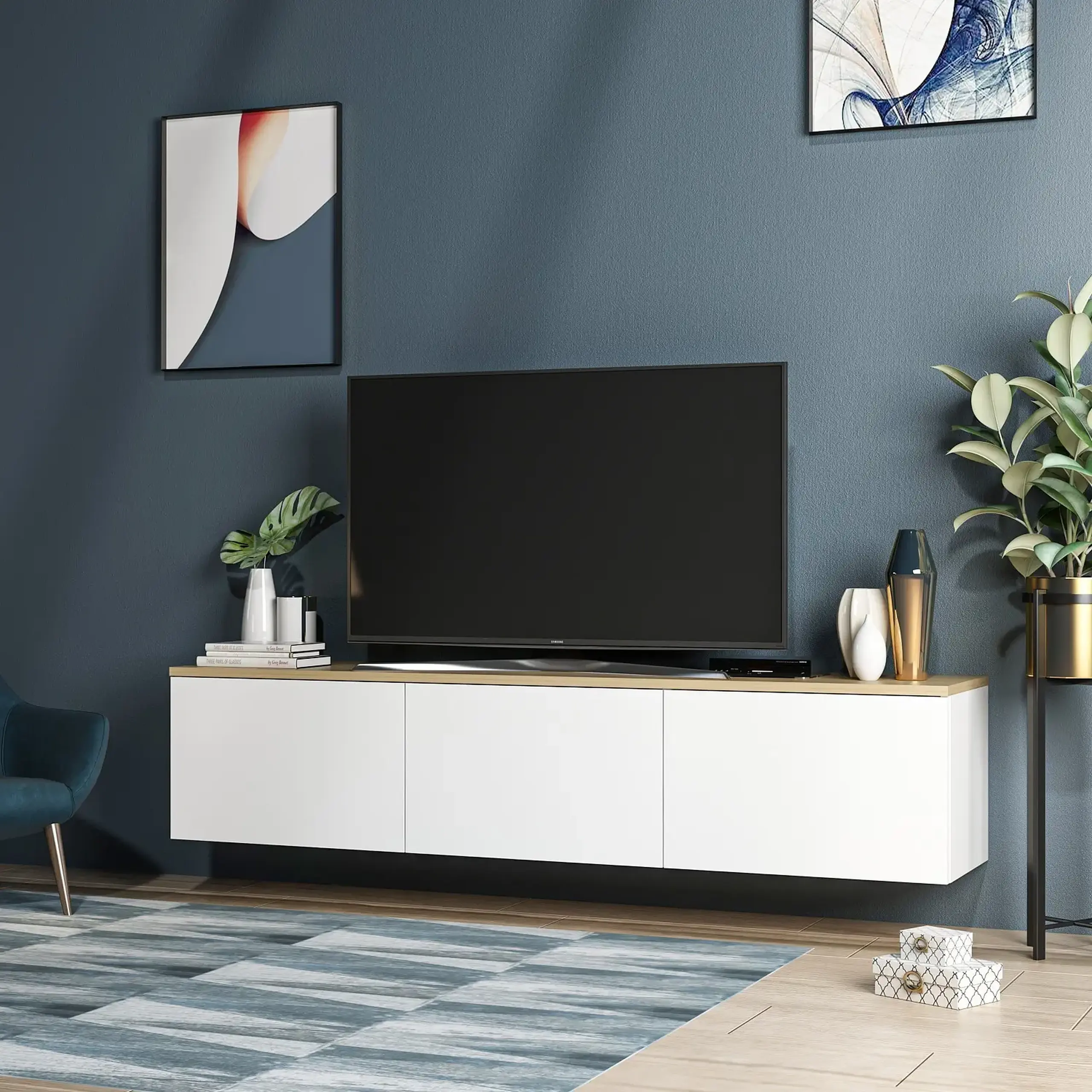Suport TV Neon - Alb 160 x 35 x 32 cm