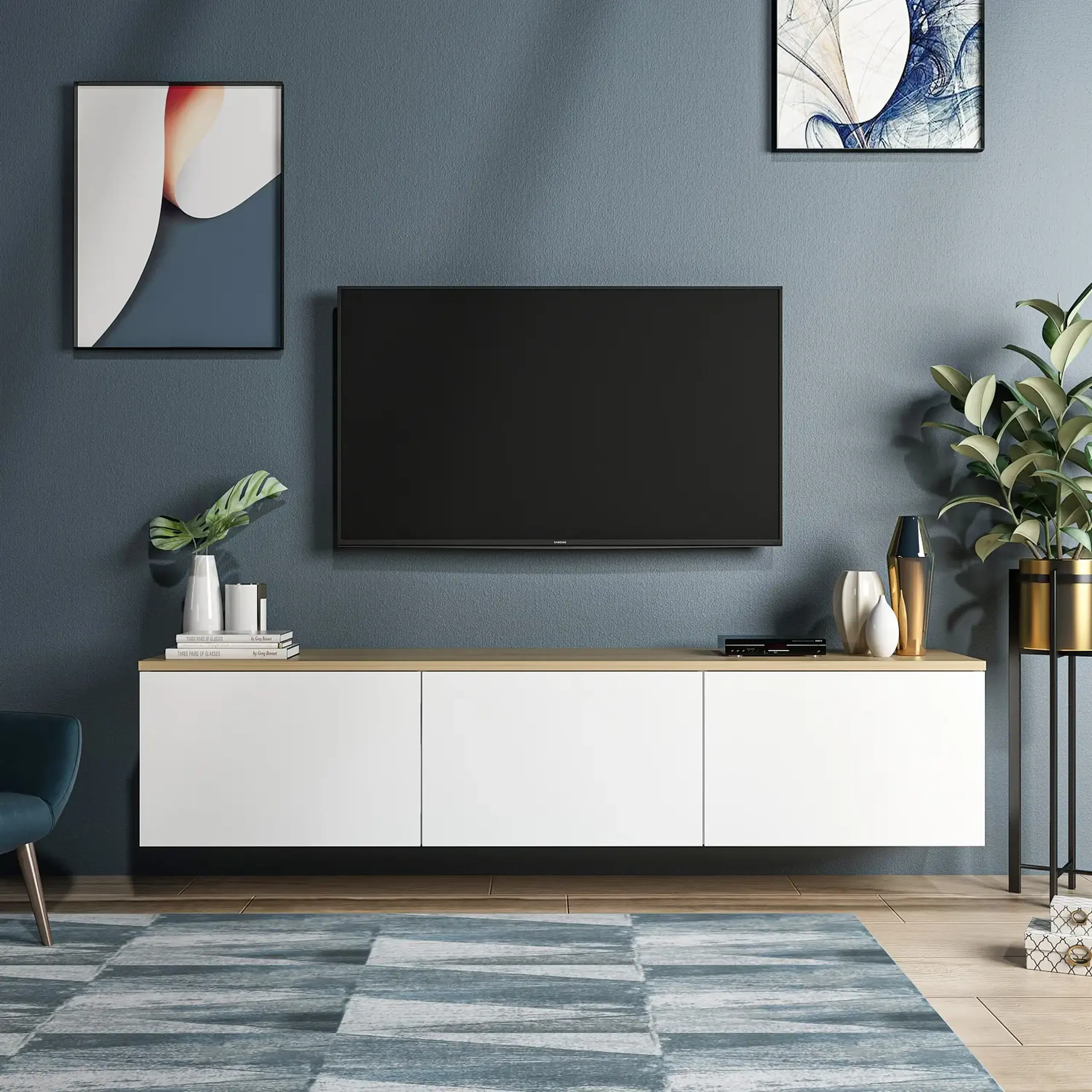 Suport TV Neon - Alb 160 x 35 x 32 cm