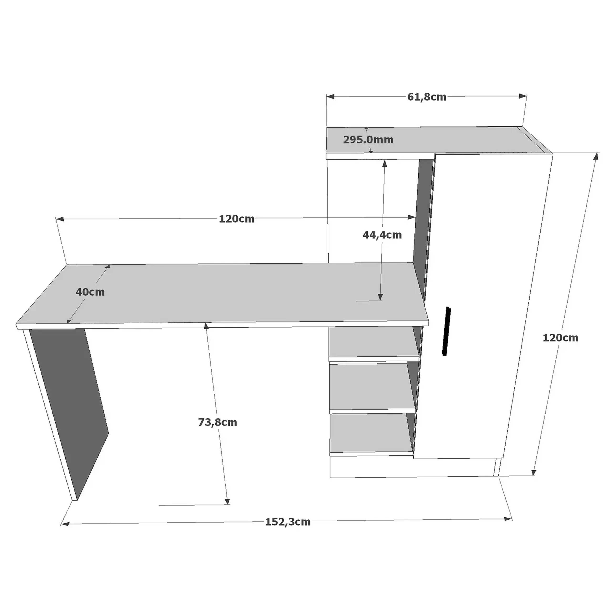 Birou de studiu CT2-AB 152 x 120 x 40 cm