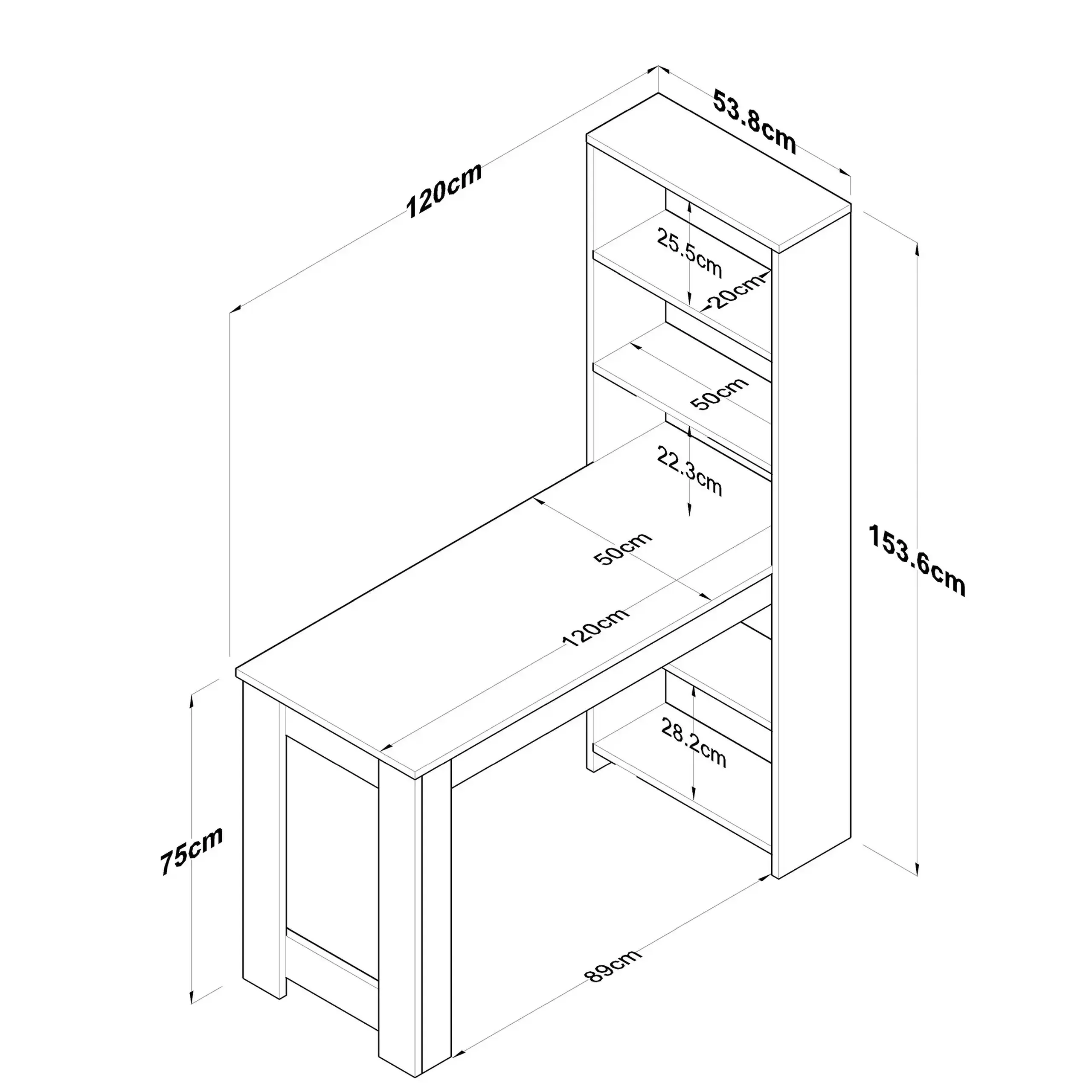 Birou de studiu HA106 - 2493 120 x 153 x 53 cm
