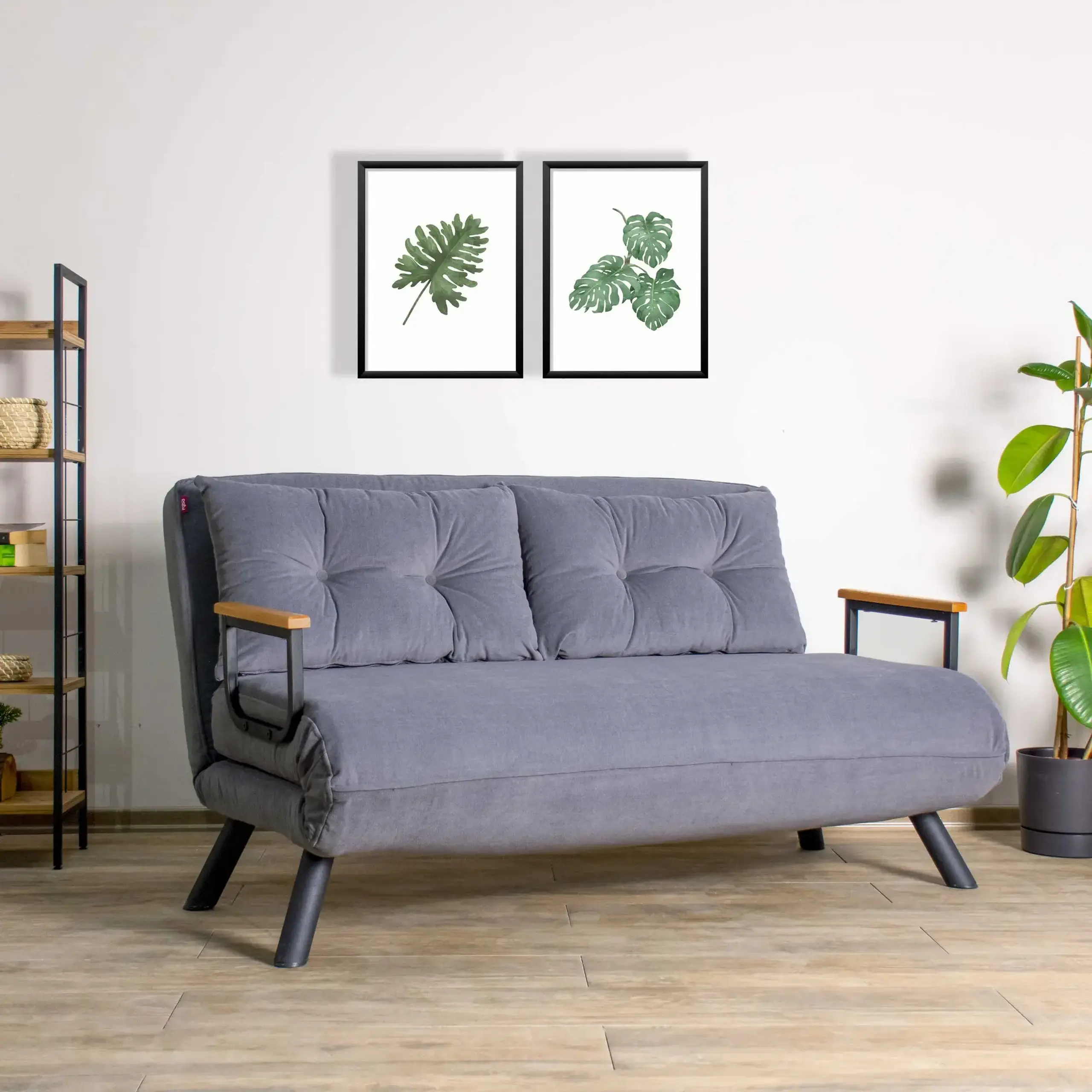 Canapea extensibila cu 2 locuri Sando cu 2 locuri - gri 78 x 78 x 133 cm