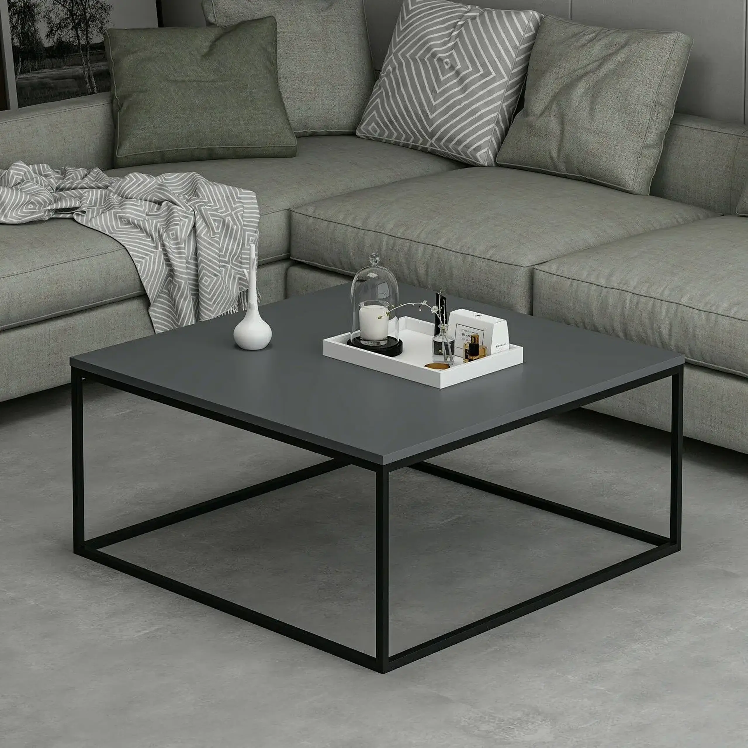Masuta de cafea, Loni - Antracit, 90 x 42 x 90 cm