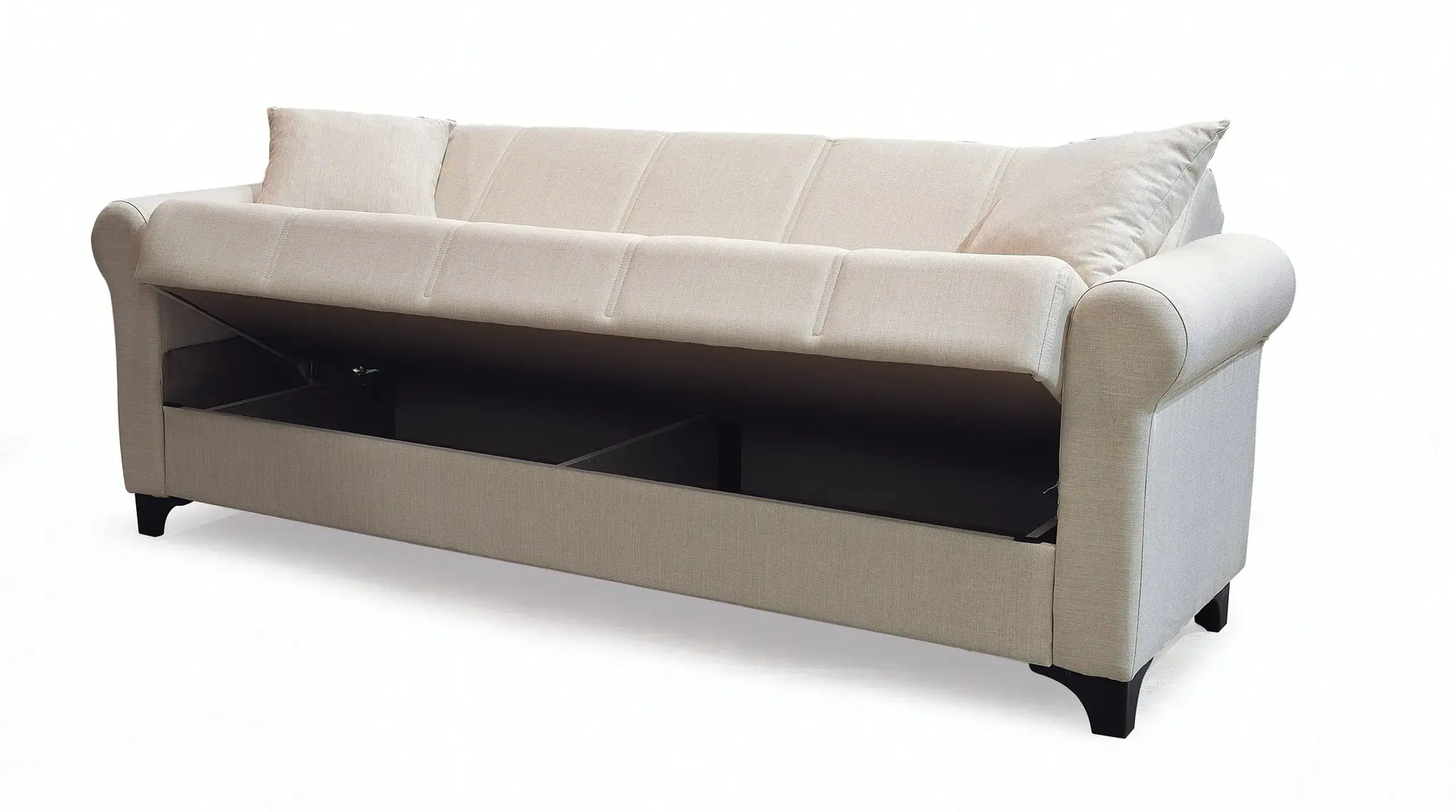 Canapea extensibila, Ares, cu lada de depozitare, 215 x 80 x 80 cm, Bej