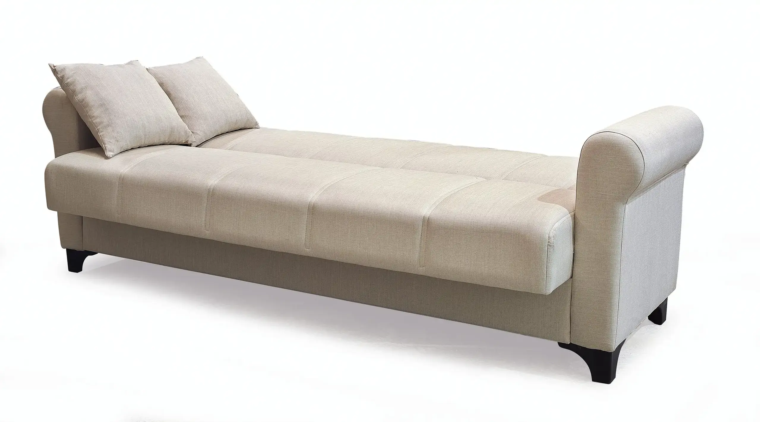 Canapea extensibila, Ares, cu lada de depozitare, 215 x 80 x 80 cm, Bej