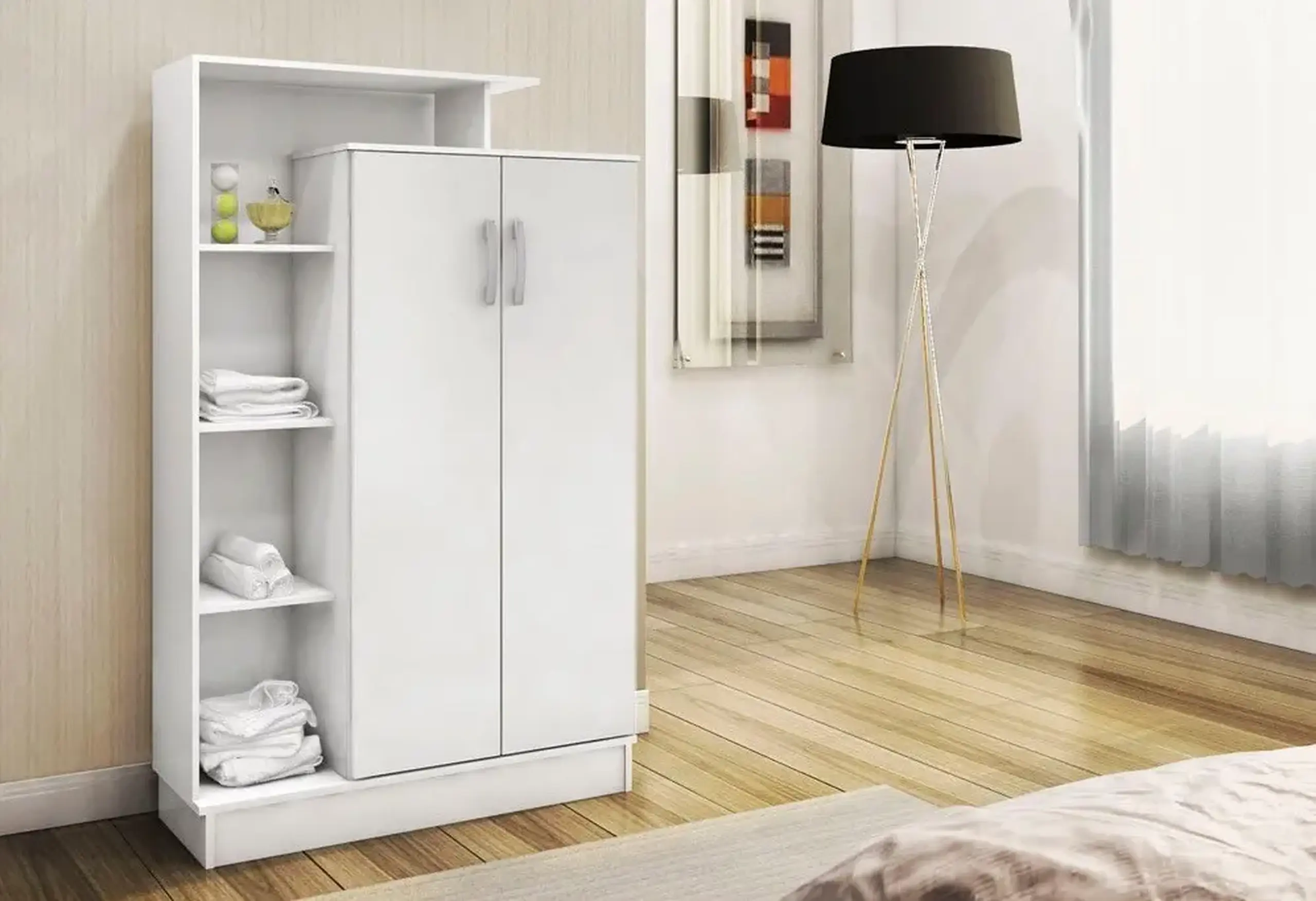 Dulap multifunctional, Gupse, Alb, 90 x 140 x 30 cm