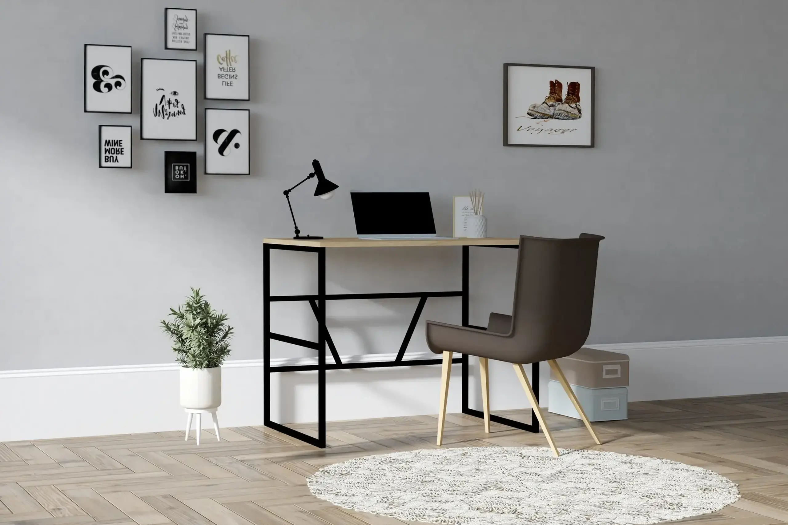 Birou de studiu, Monea, Stejar safir, 90 x 60 x 74 cm