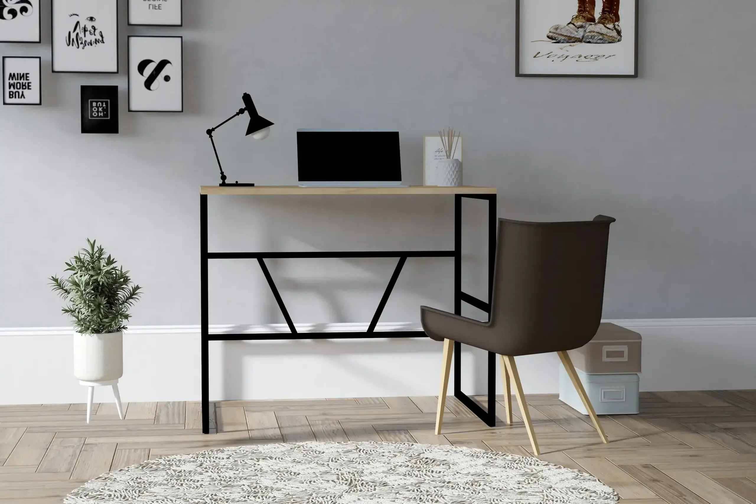 Birou de studiu, Monea, Stejar safir, 90 x 60 x 74 cm