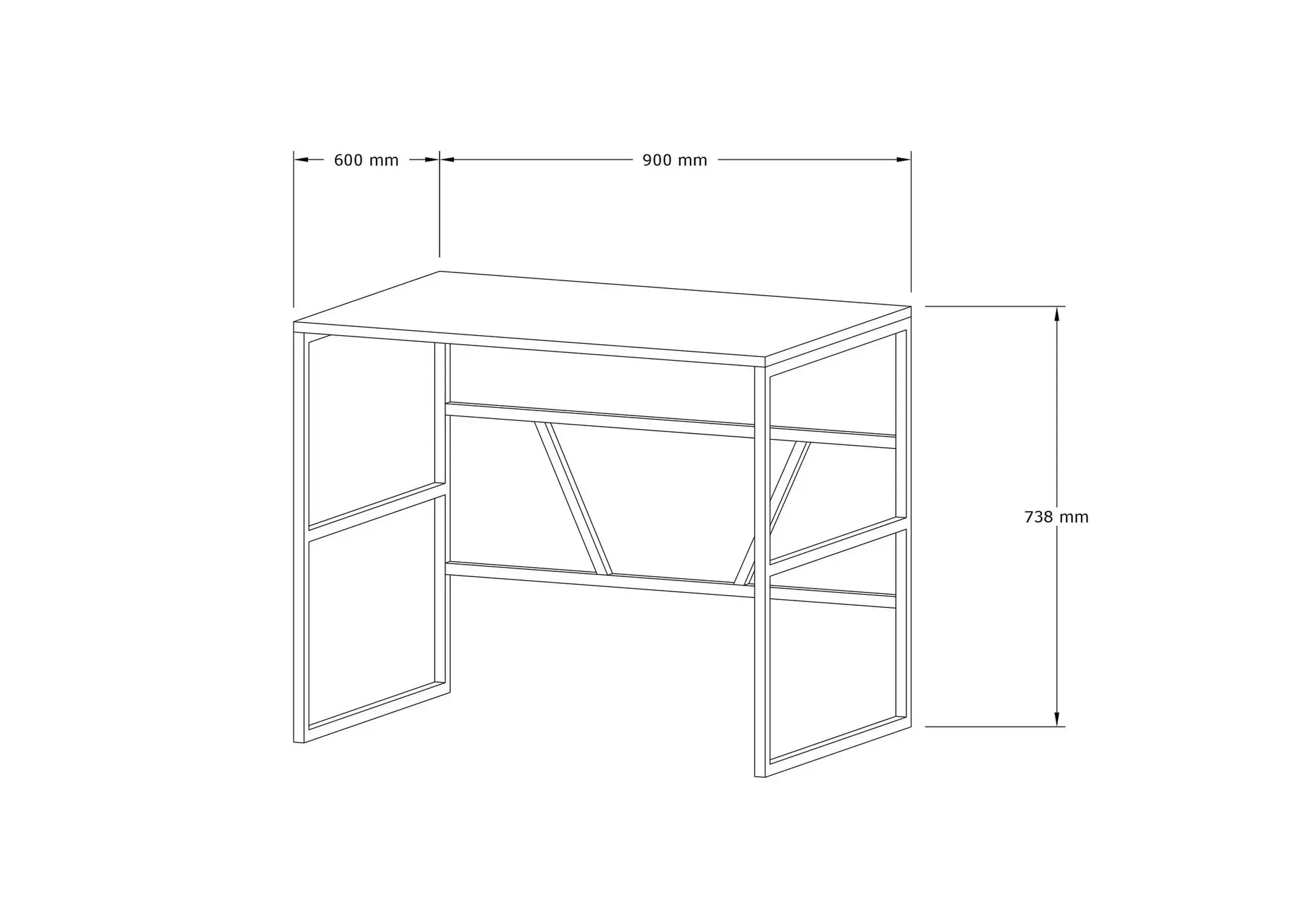 Birou de studiu, Monea, Alb, 90 x 60 x 74 cm