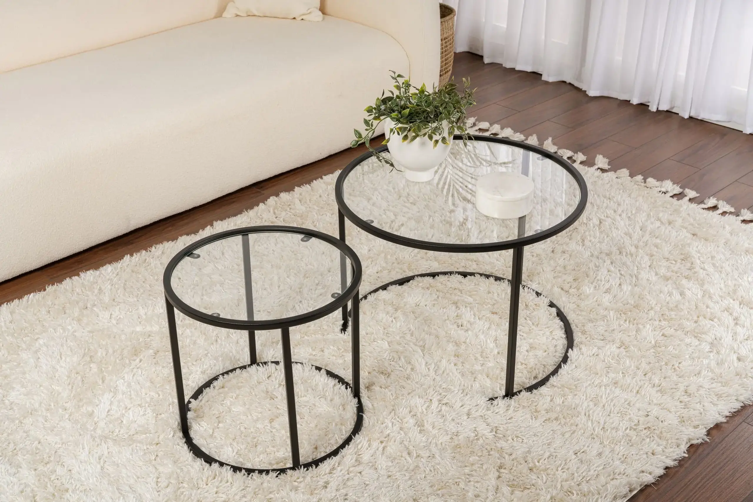 Set masuta de cafea, Tokyo, Negru, 60 x 43 x 60 cm