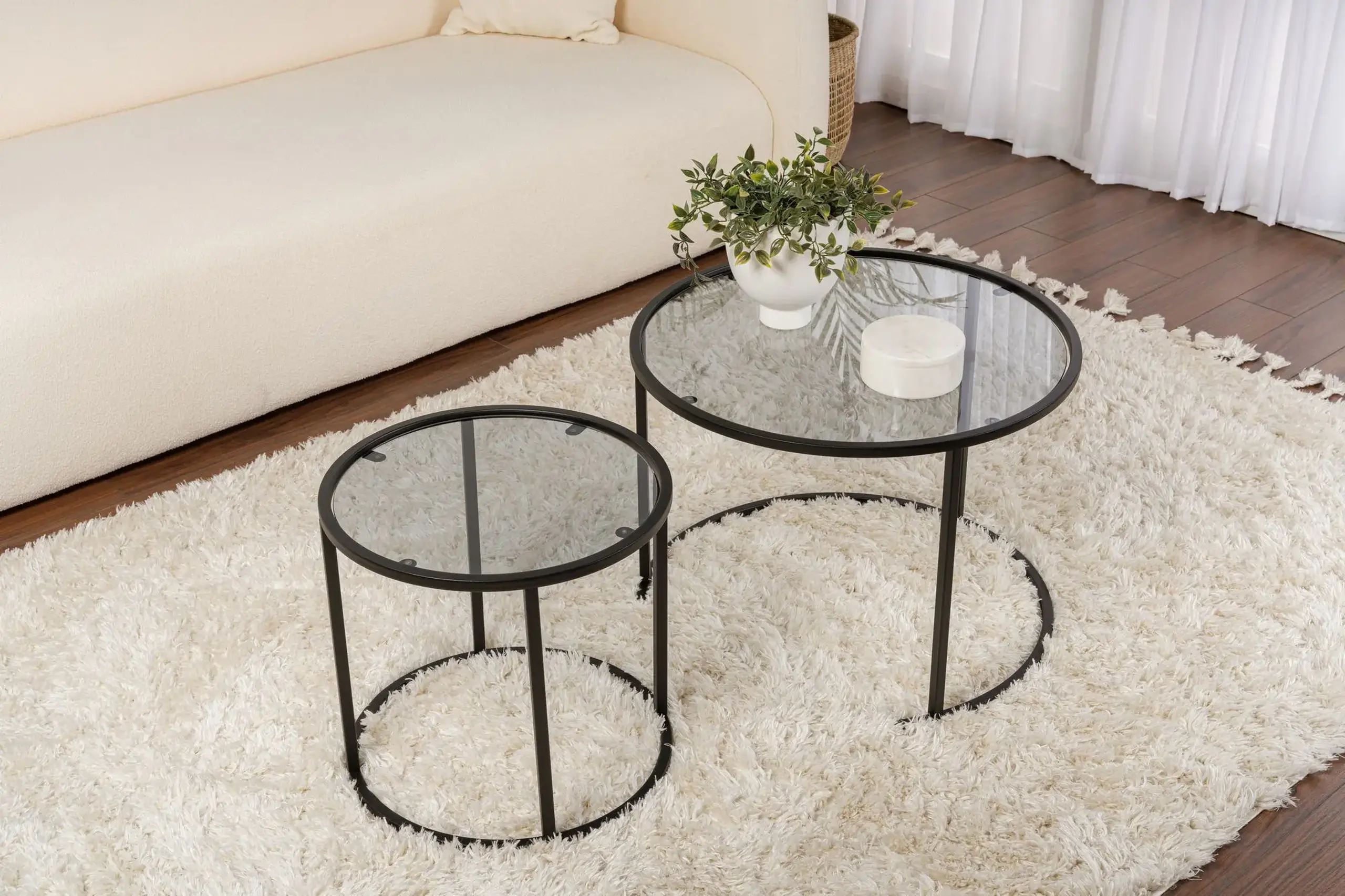 Set masuta de cafea, Tokyo, Negru, 60 x 39 x 60 cm