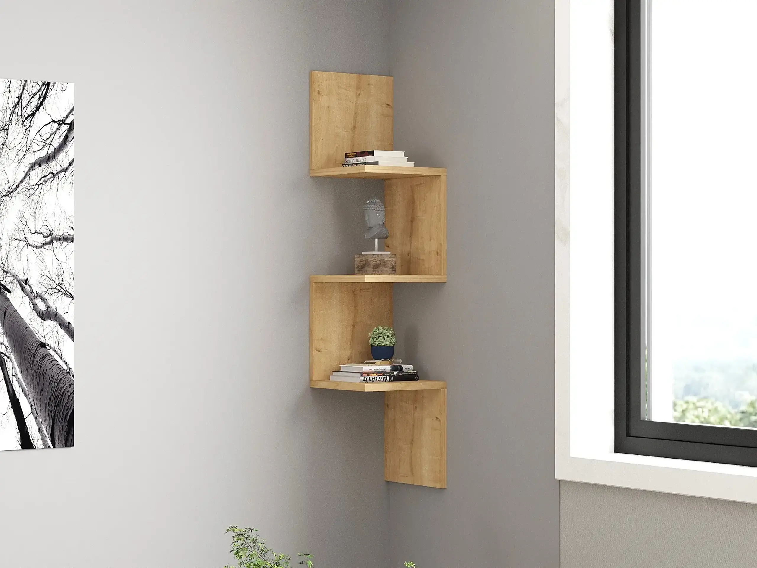 Raft de perete, Zikzak, Safir, 105 x 25 x 25 cm