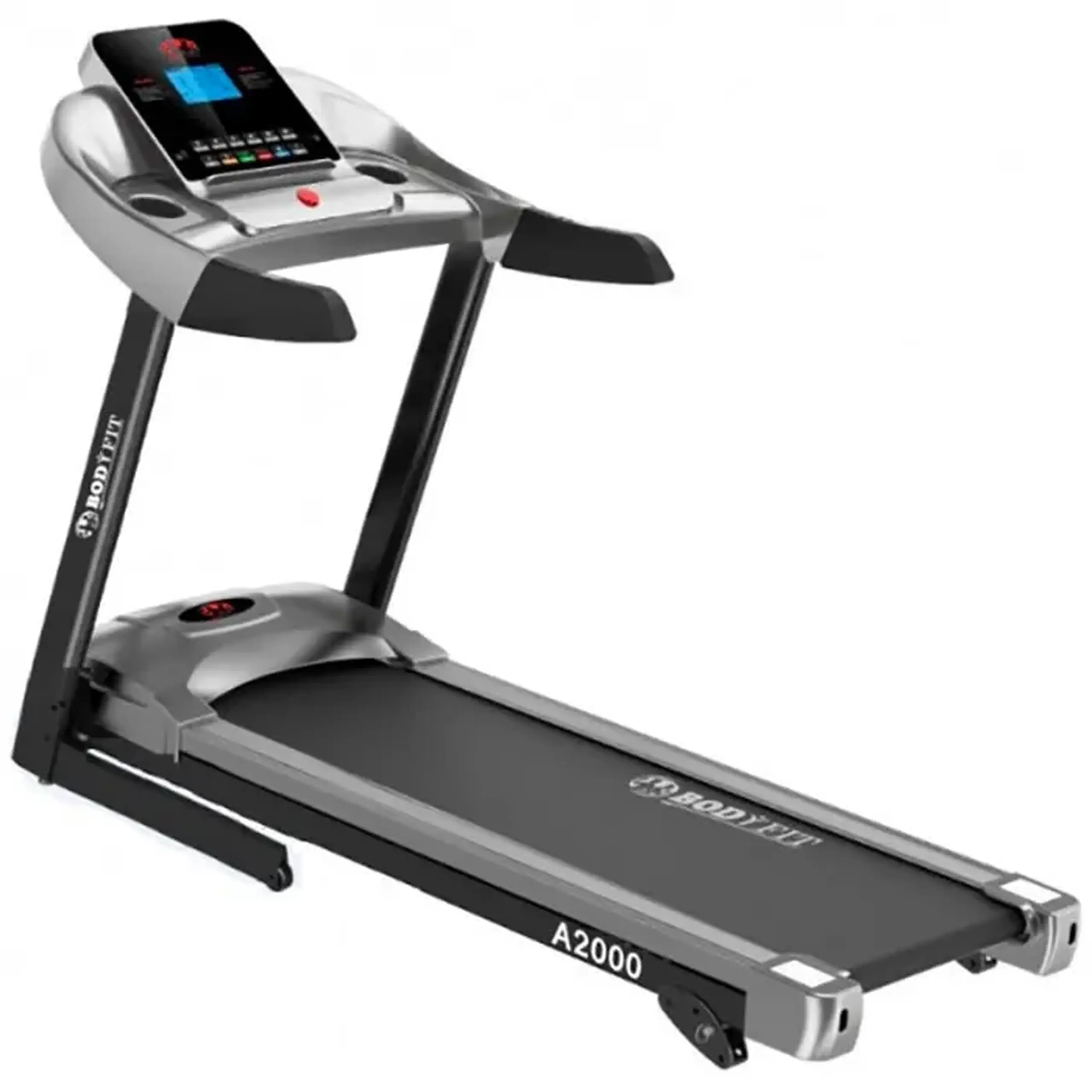 Banda de alergat electrica BodyFit A2000, motor 2,5 CP, viteza pana la 14 km/h, inclinatie electrica, intrare USB si MP3 player, pliabila
