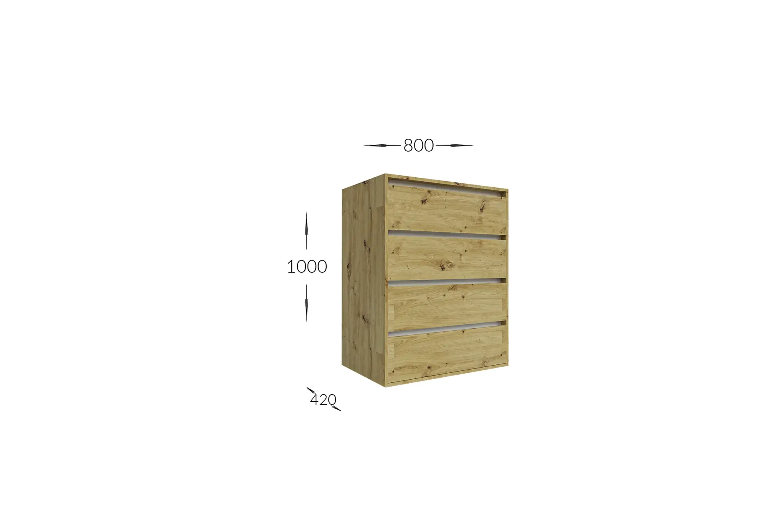 Comoda 4home Ideea K, 80x100x42 cm, 4 sertare, Nimfea Alba/Nimfea Alba