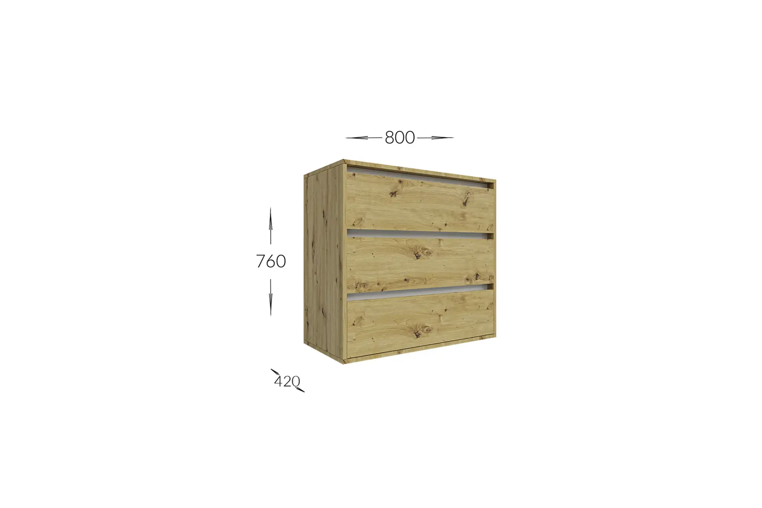 Comoda 4home Ideea K, 76x80x42 cm, 3 sertare, Nimfea Alba/Nimfea Alba