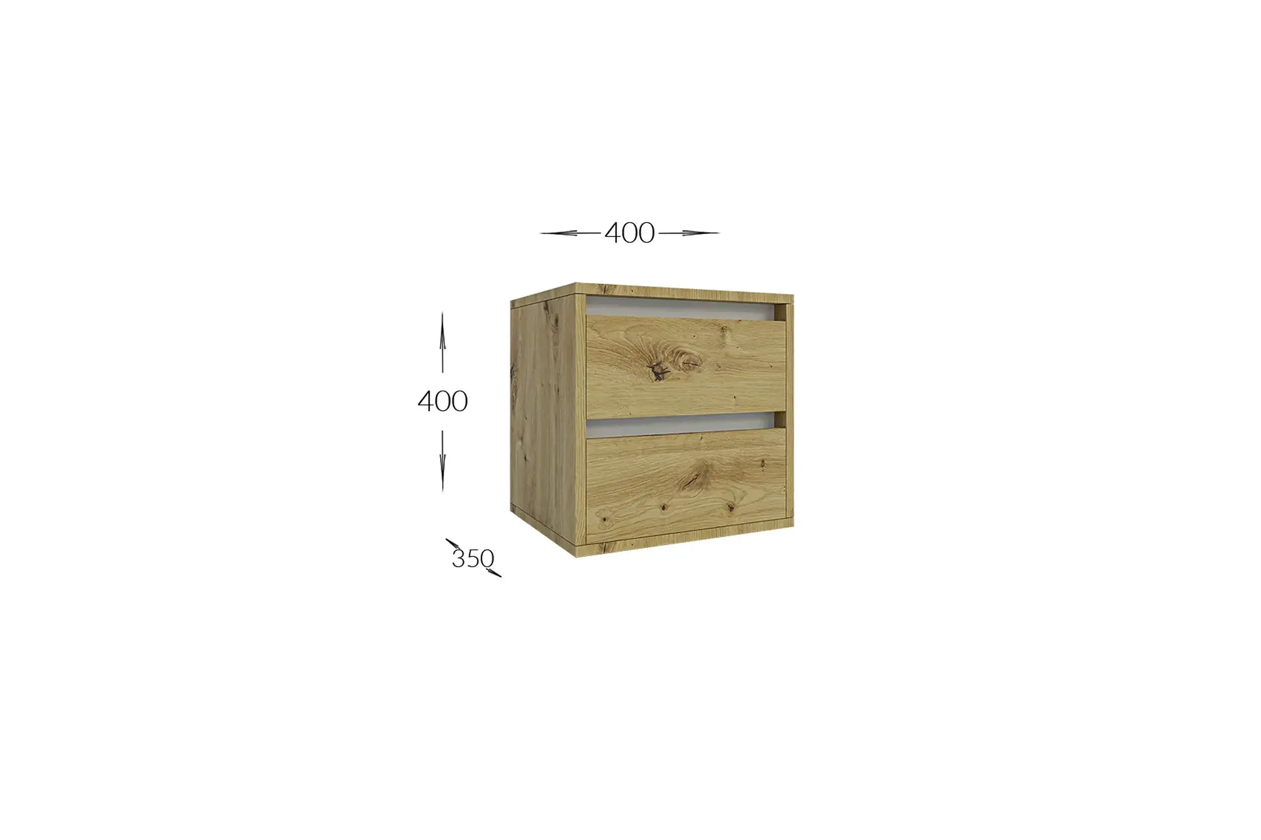 Noptiera 4home Ideea, 40x40x35 cm, 2 sertare, Stejar Artizanal/Nimfea Alba