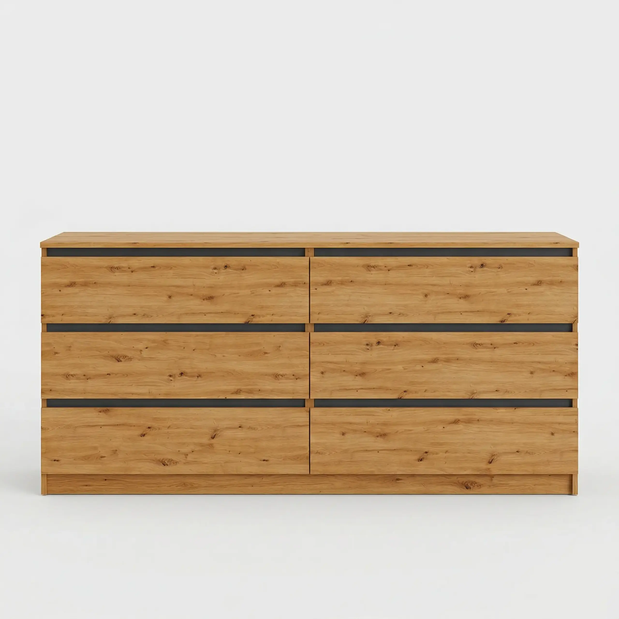 Comoda 4home Ideea K, 76x180x42 cm, 6 sertare, Stejar Artizanal/Gri Grafit