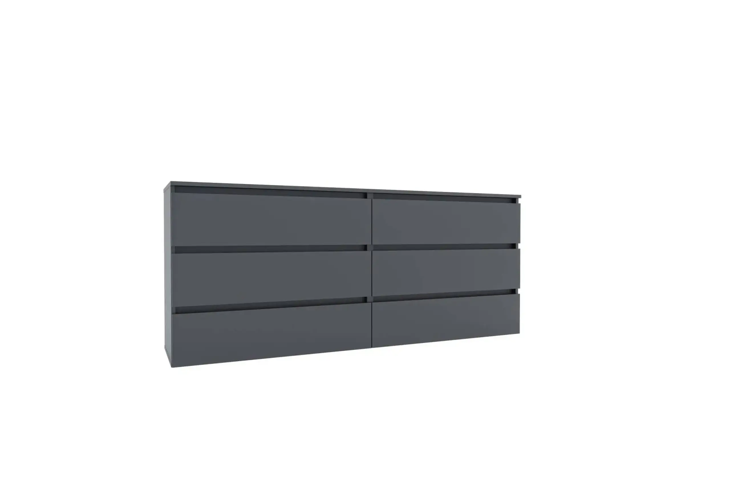Comoda 4home Ideea K, 76x180x42 cm, 6 sertare, Gri Grafit/Gri Grafit