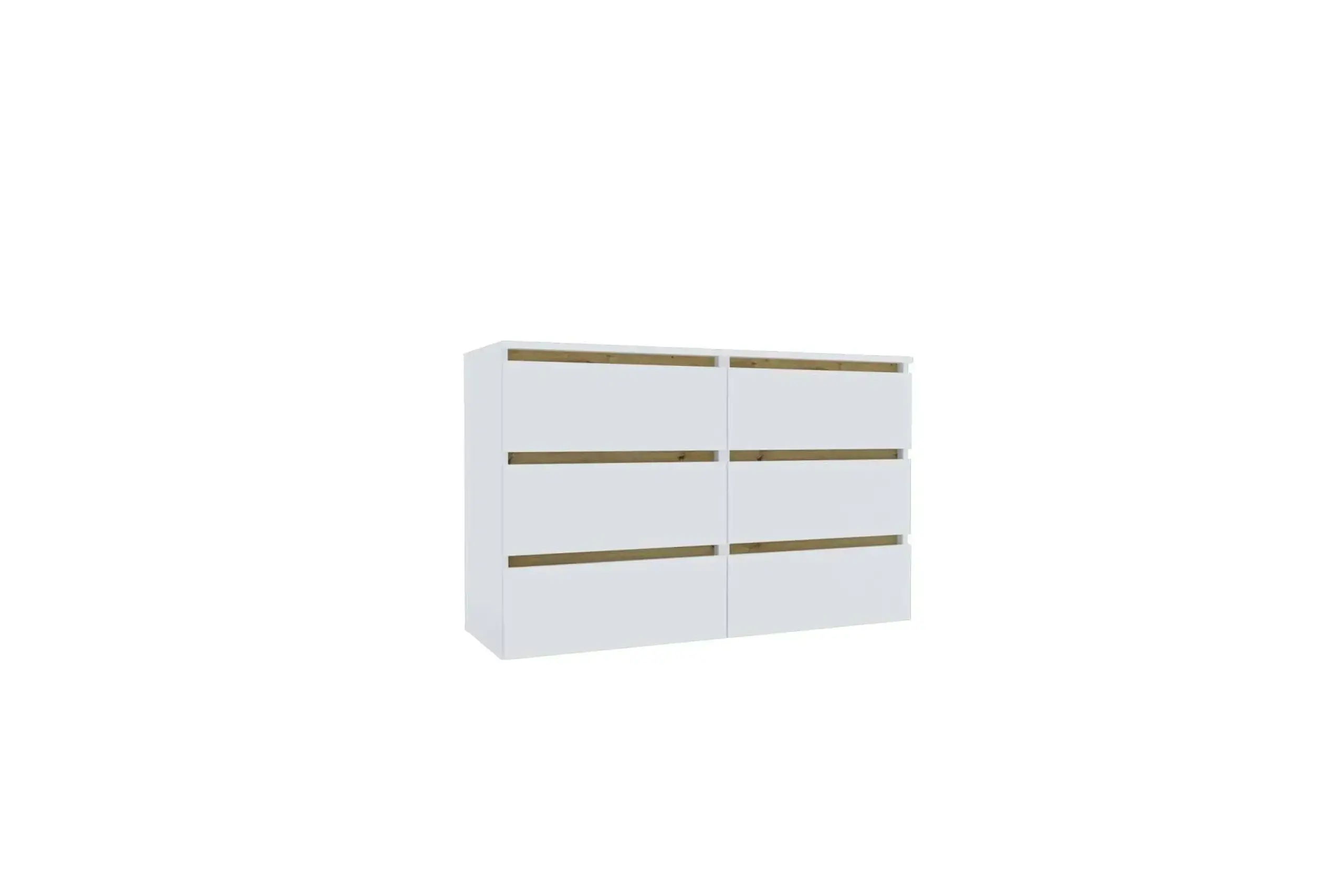 Comoda 4home Ideea K, 76x120x42 cm, 6 sertare, Nimfea Alba/Stejar Artizanal