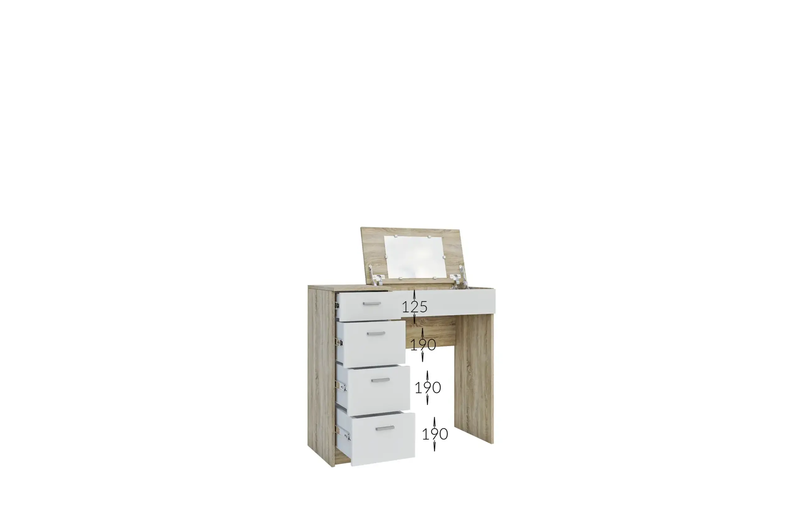 Masa de toaleta 4home Charm, 90x82x42 cm, Stejar Sonoma/Nimfea Alba