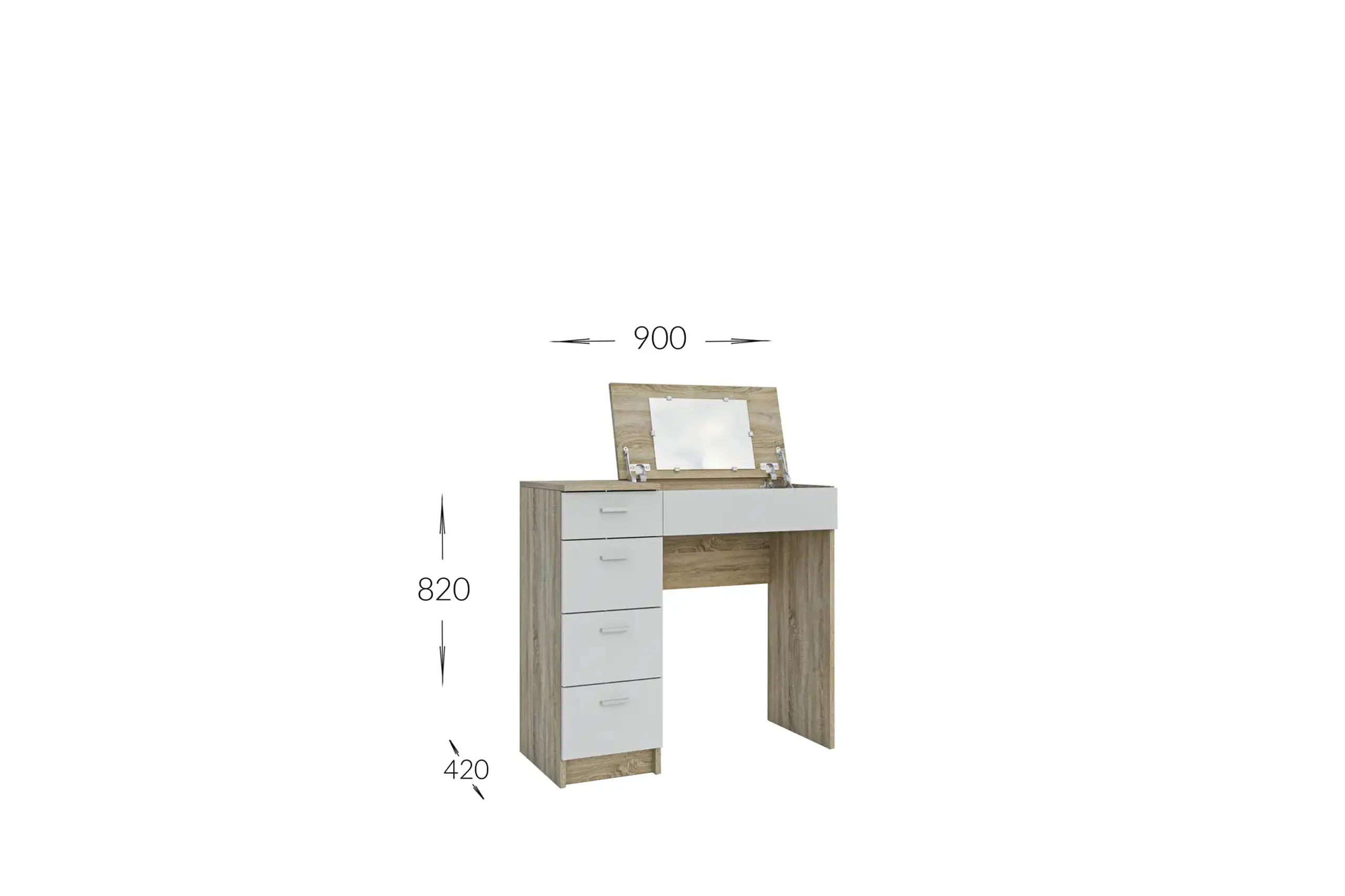 Masa de toaleta 4home Charm, 90x82x42 cm, Stejar Sonoma/Nimfea Alba