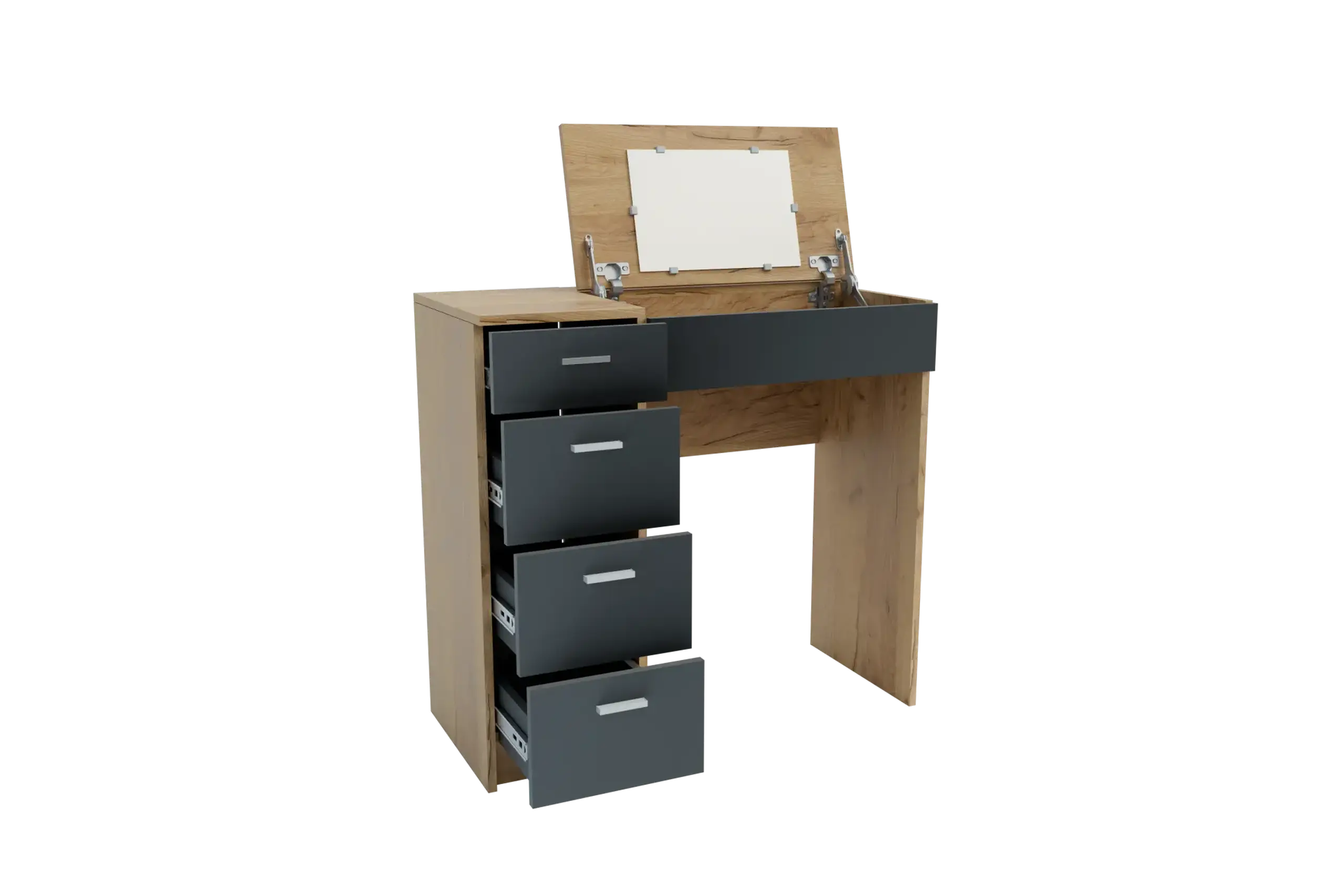Masa de toaleta 4home Charm, 90x82x42 cm, Stejar Kraft Auriu/Gri Grafit
