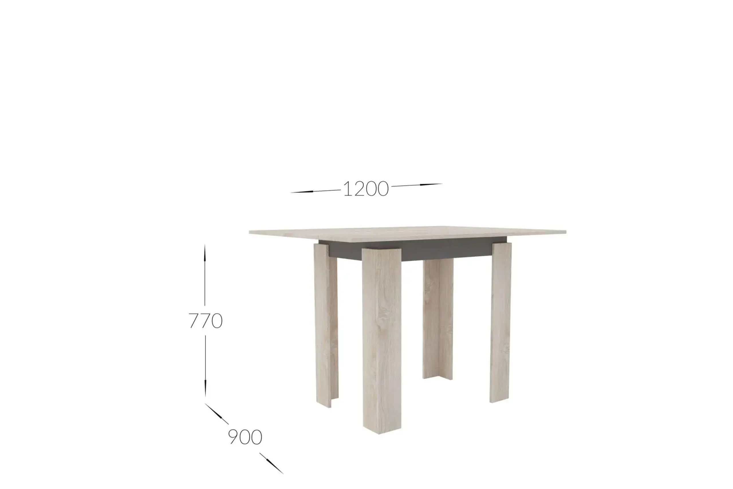 Masa 4home Family, extensibila, Stejar Kraft Auriu/Antracit