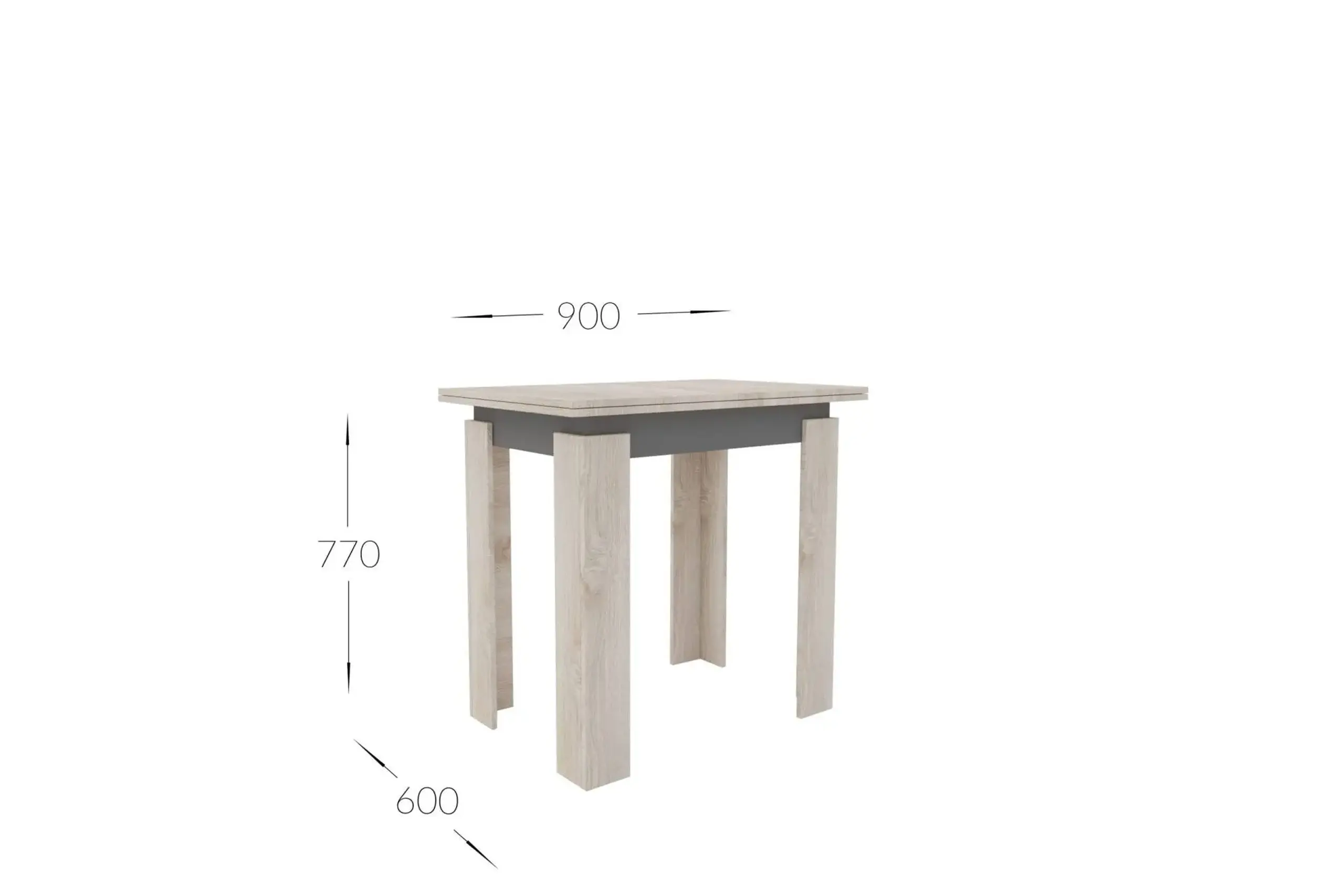 Masa 4home Family, extensibila, Stejar Kraft Auriu/Antracit