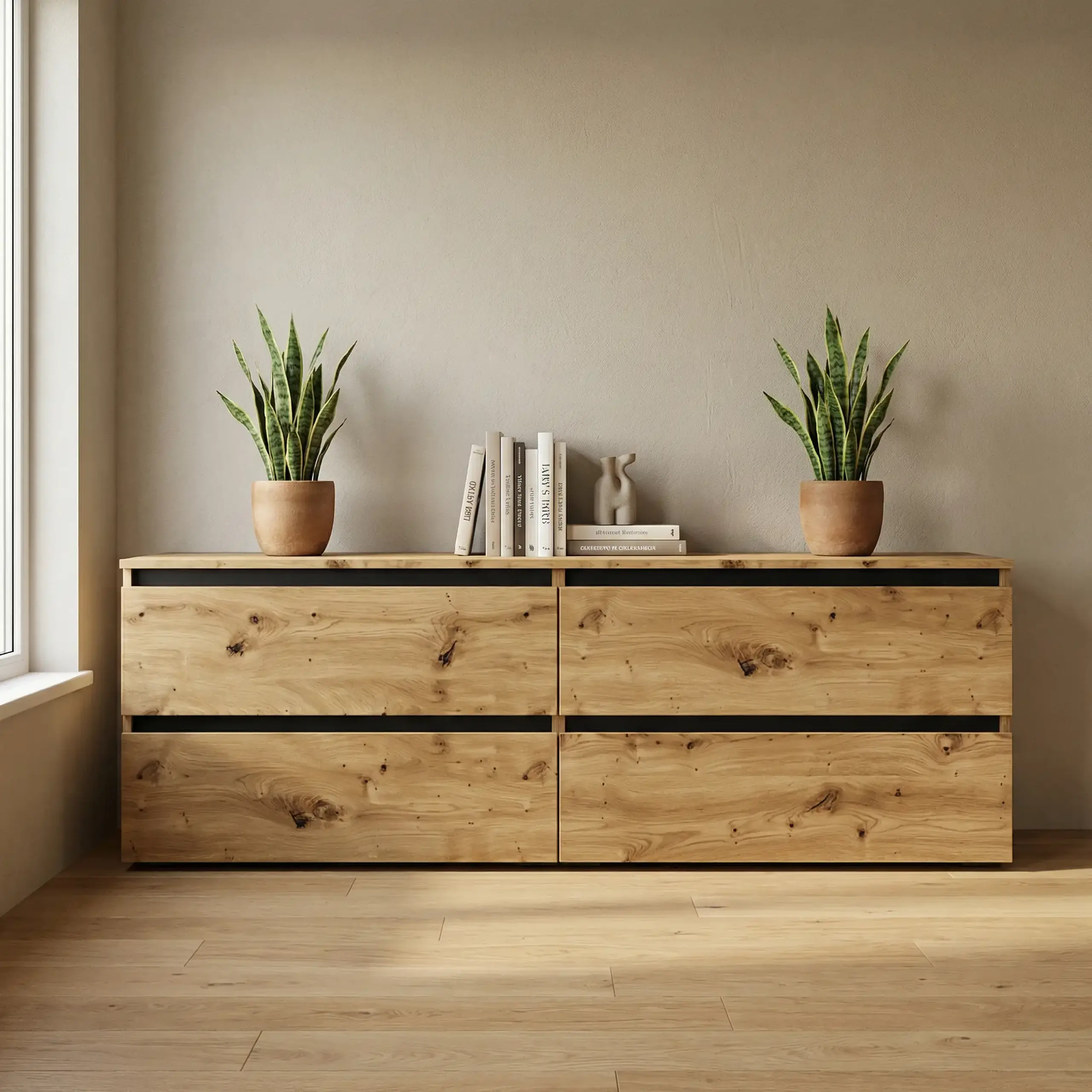 Comoda TV 4home Ideea, 52x160 cm, 2x2 sertare, Stejar Artizanal/Gri Grafit