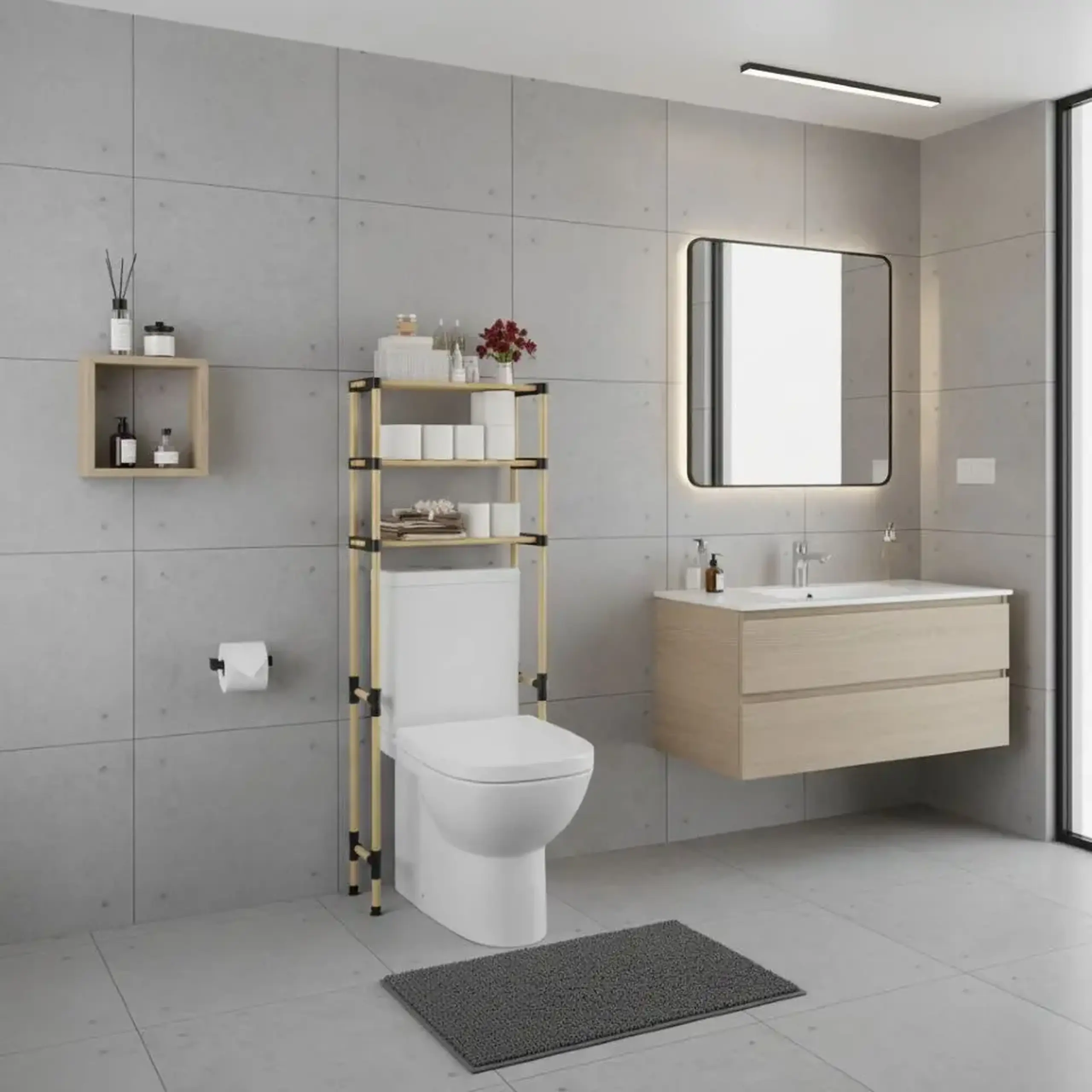 Raft din lemn pentru baie Seowood SEO-8180 cu 3 nivele