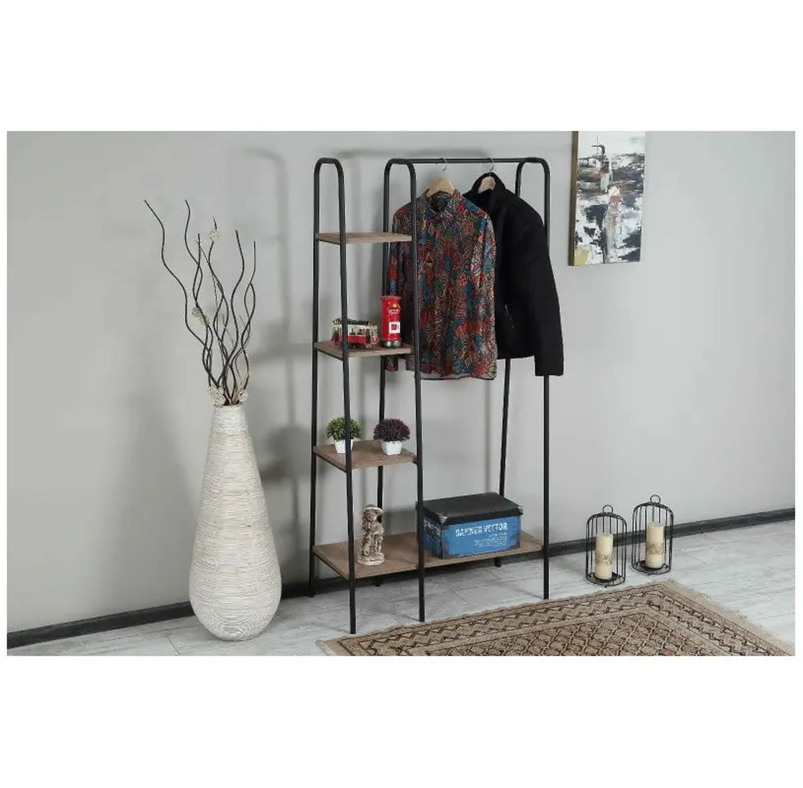 Antreu în stil loft cu rafturi și cuier VS-03