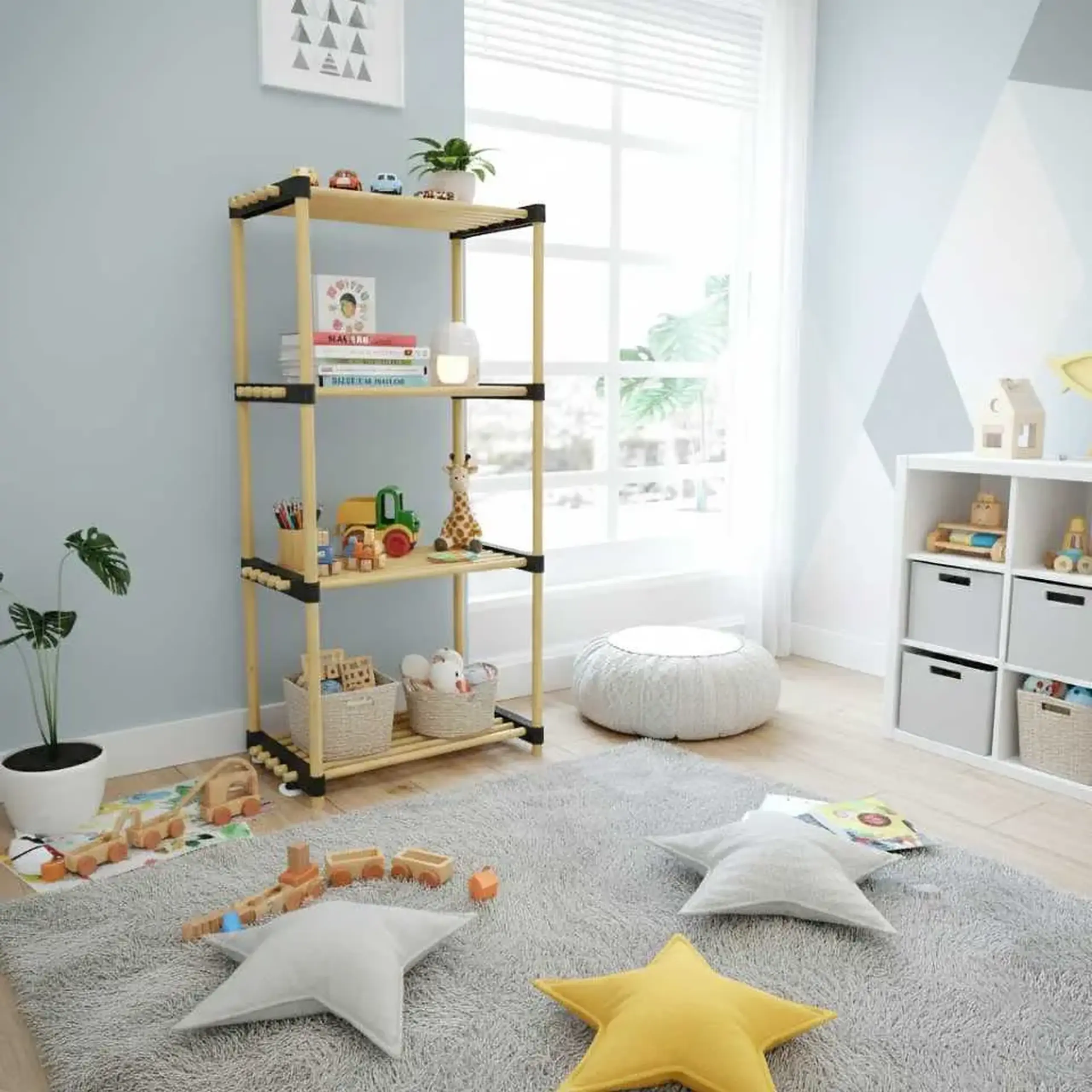 Raft din lemn cu 4 nivele Seowood 8150 – organizare practică pentru orice încăpere