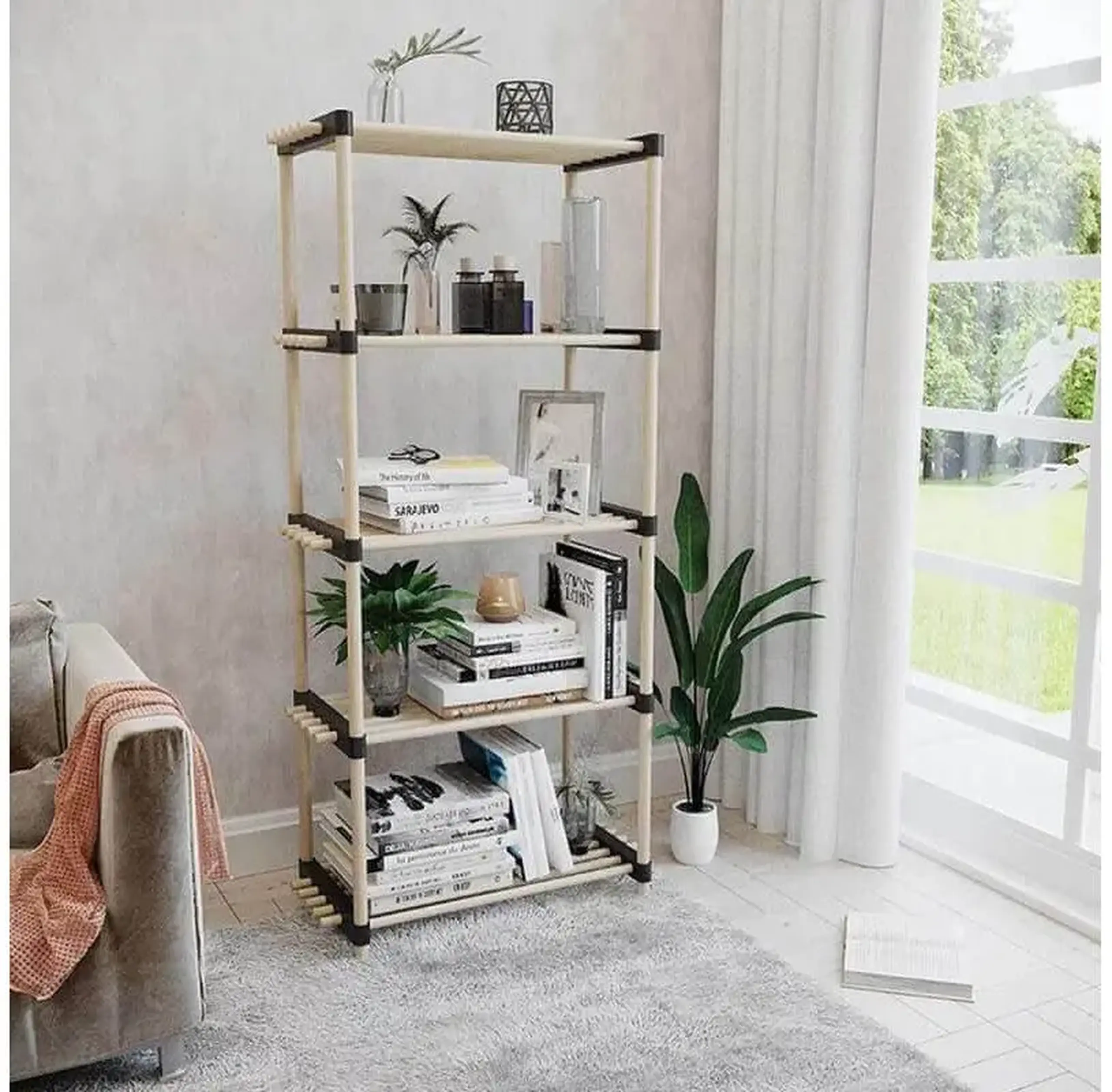 Raft din lemn Seowood SEO-8160 cu 5 nivele – organizare verticală elegantă