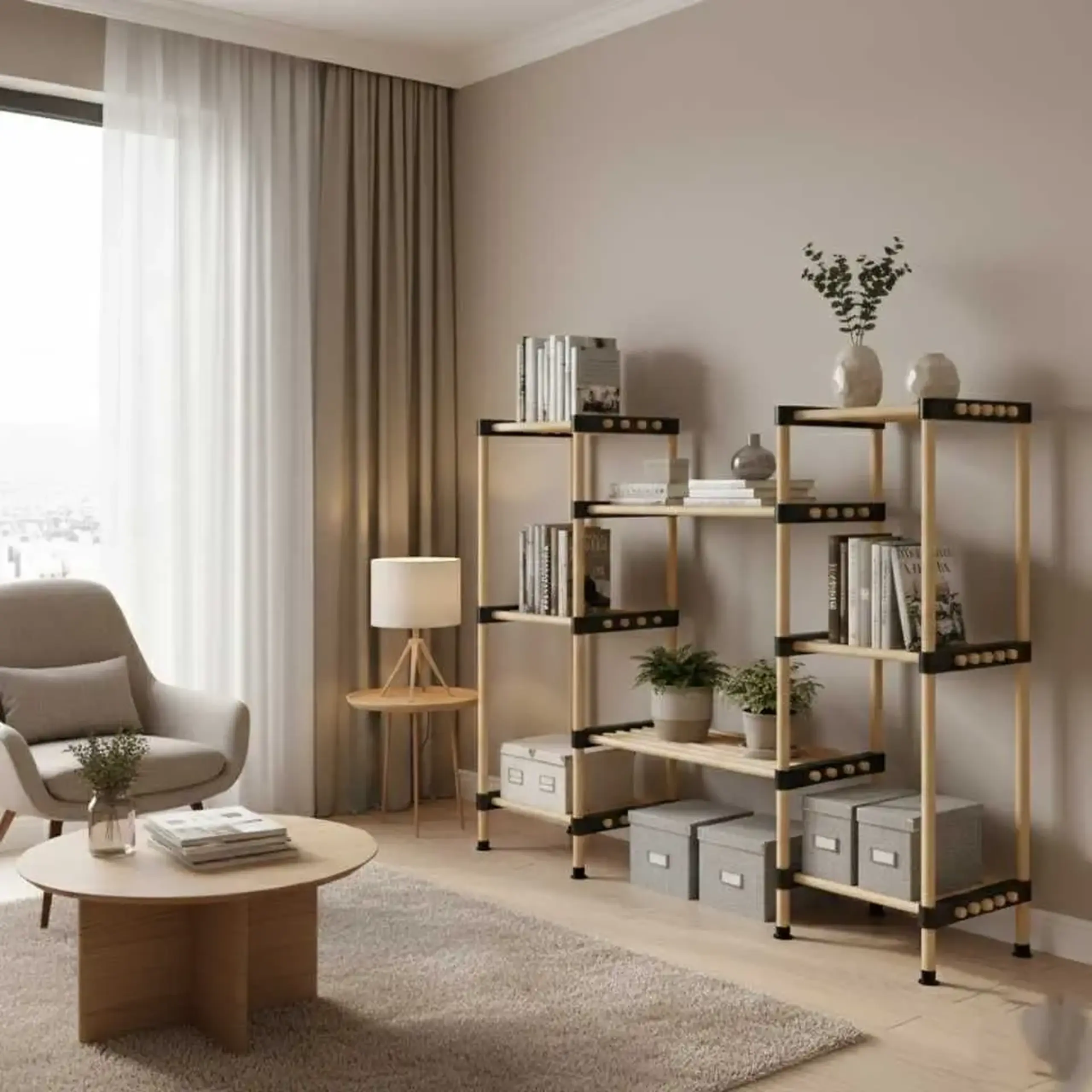 Raft din lemn Seowood SEO-8165 – 8 nivele pentru organizare inteligentă