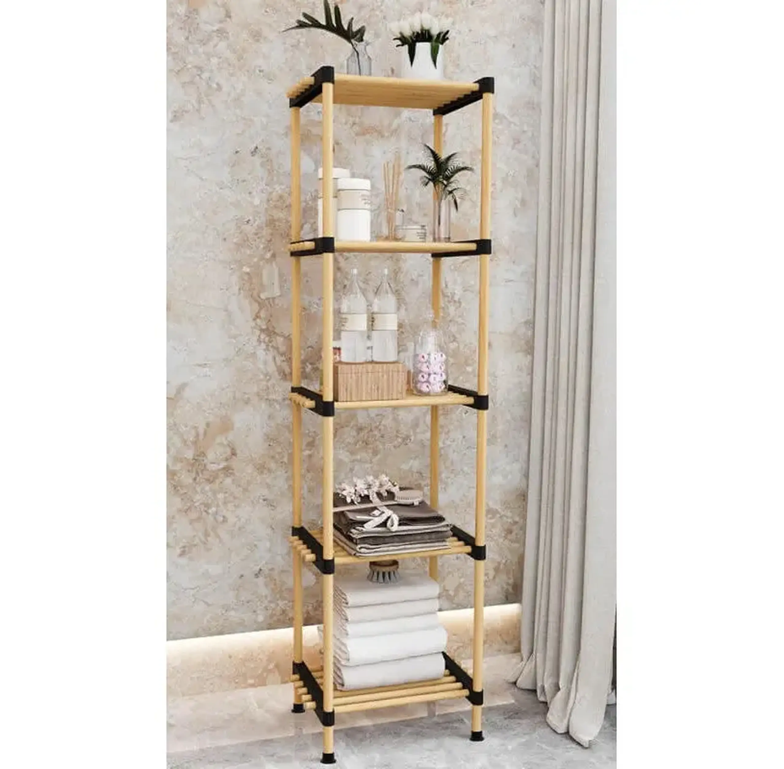 Raft din lemn Seowood SEO-8169 – 5 nivele, 40×28×130 cm