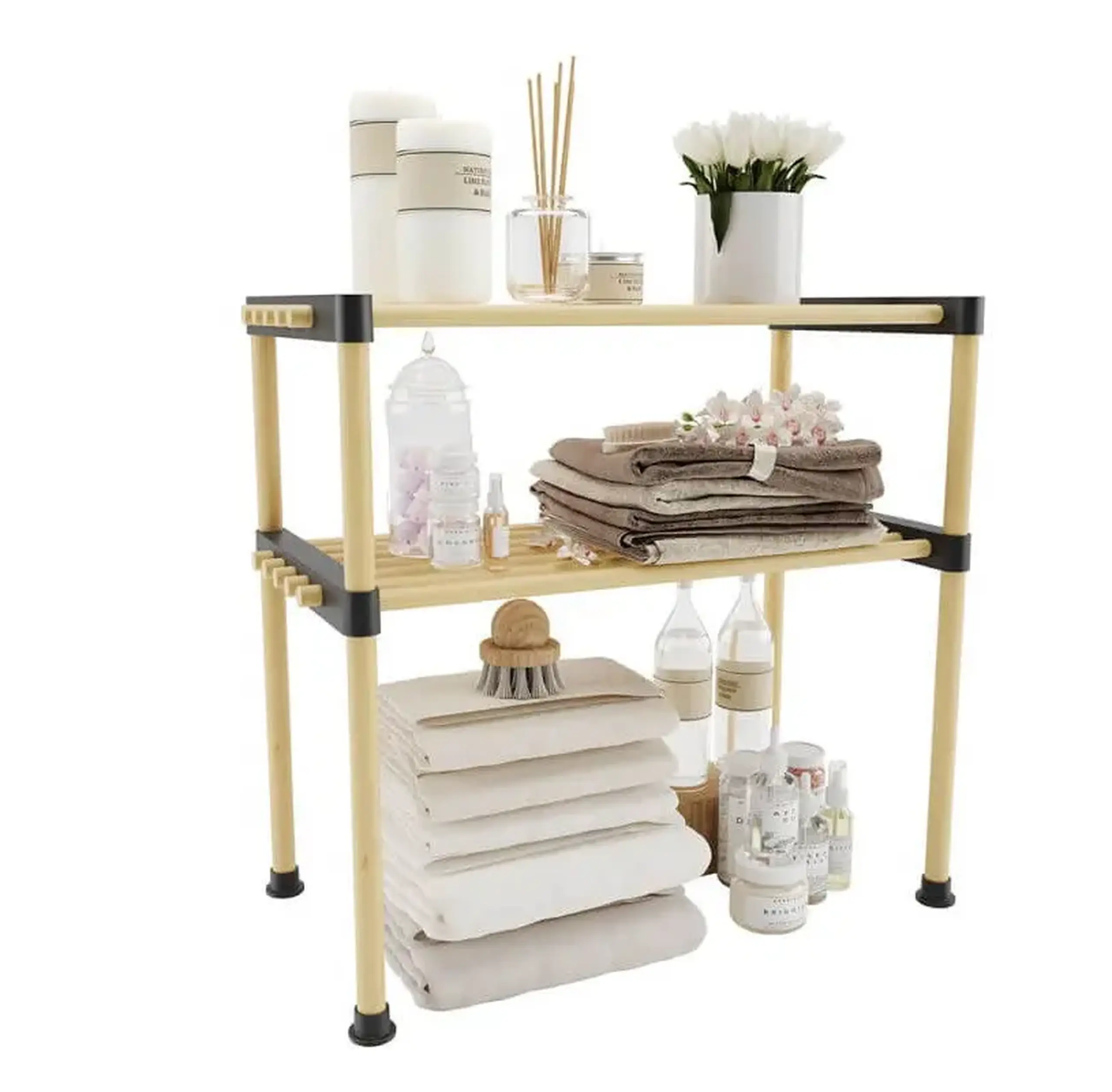 Raft din lemn Seowood 8182 cu 2 nivele – organizare practică și design modular