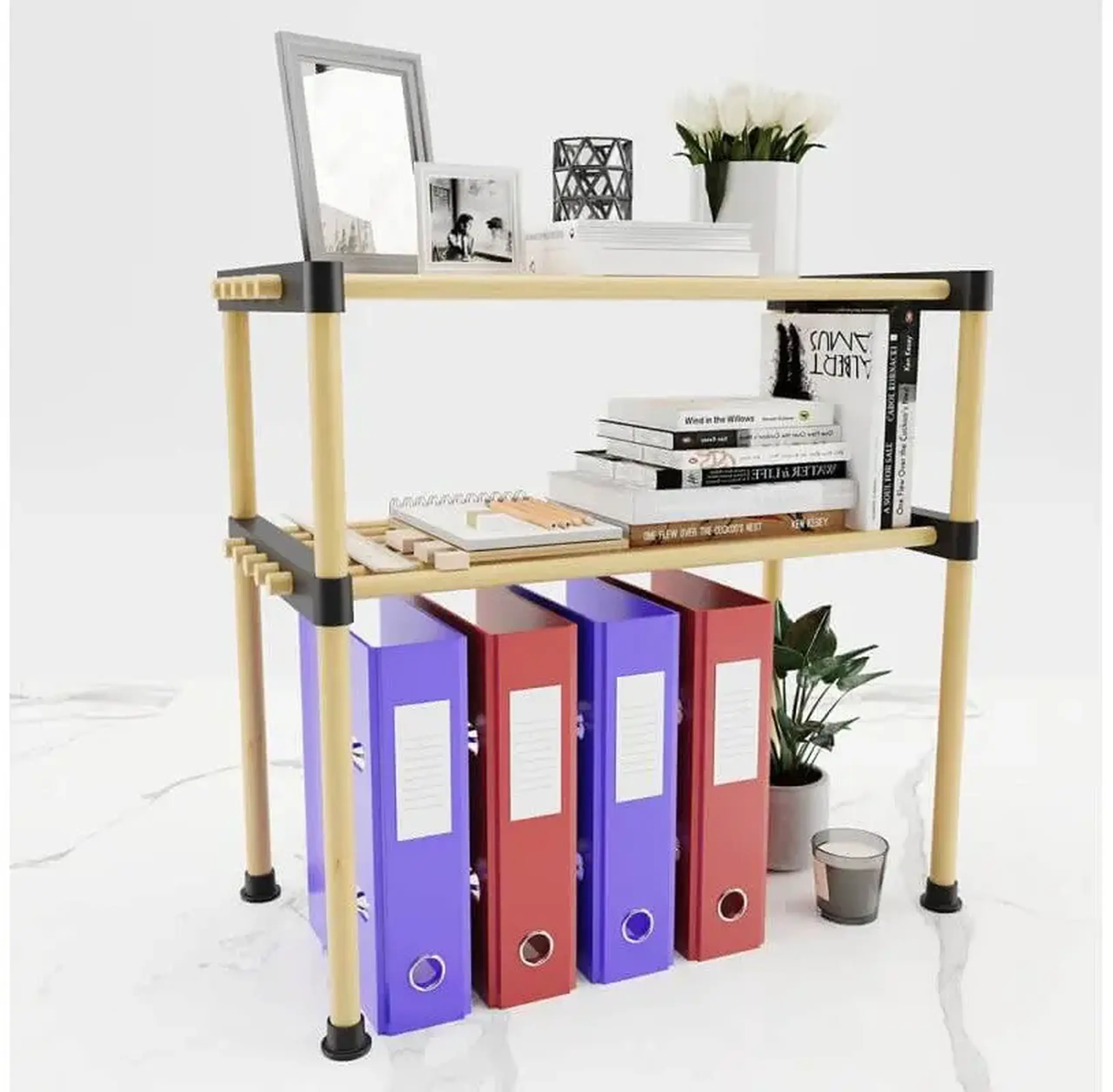 Raft din lemn Seowood 8182 cu 2 nivele – organizare practică și design modular