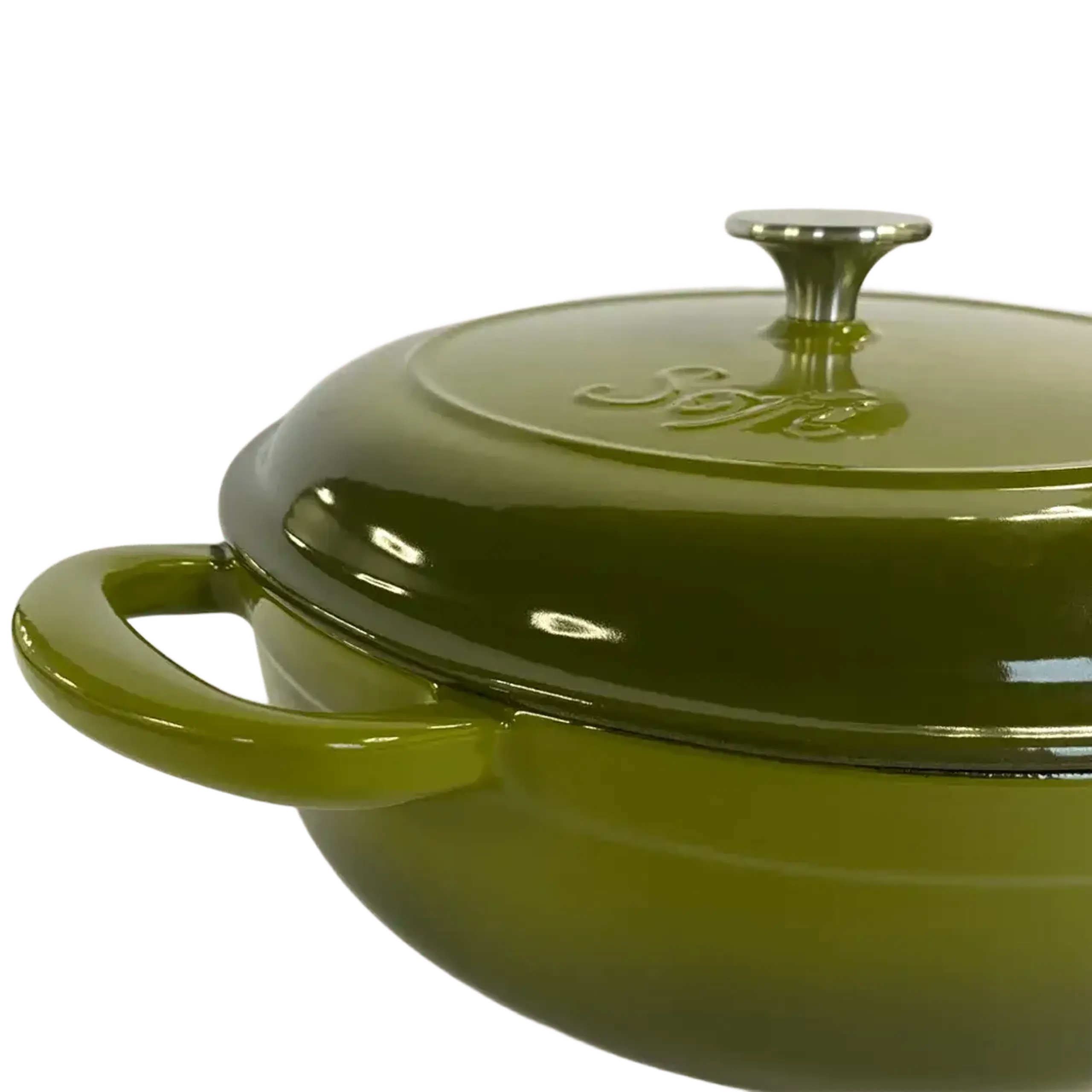Cratiță joasă din fontă emailată SOFI ETERNA™ 28 cm, 4 L, Olive