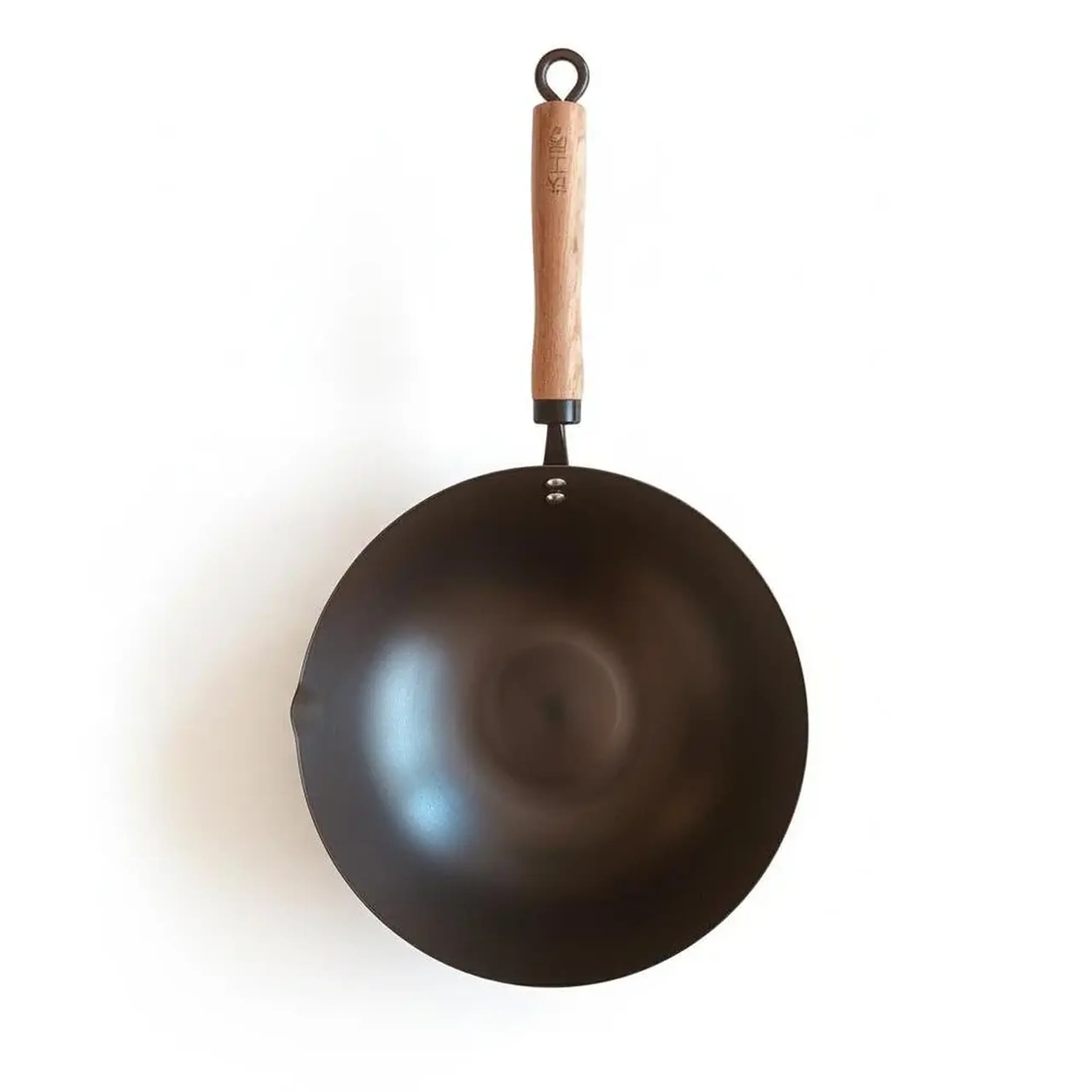 Wok clasic din otel carbon – 30 cm, cu capac de sticla